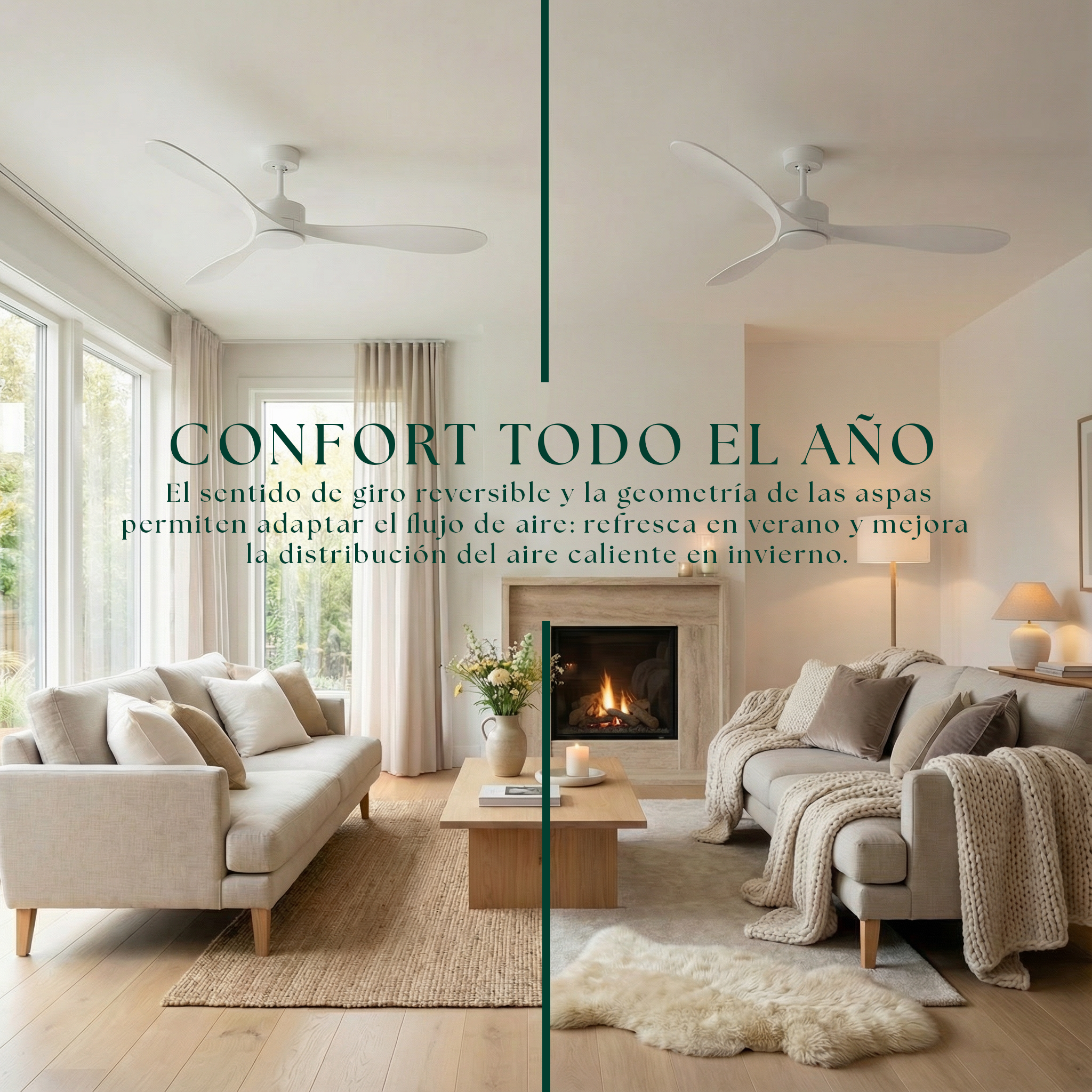 Boreal Ventilateur de plafond 132 cm (10–25 m²) – 3 pales en ABS