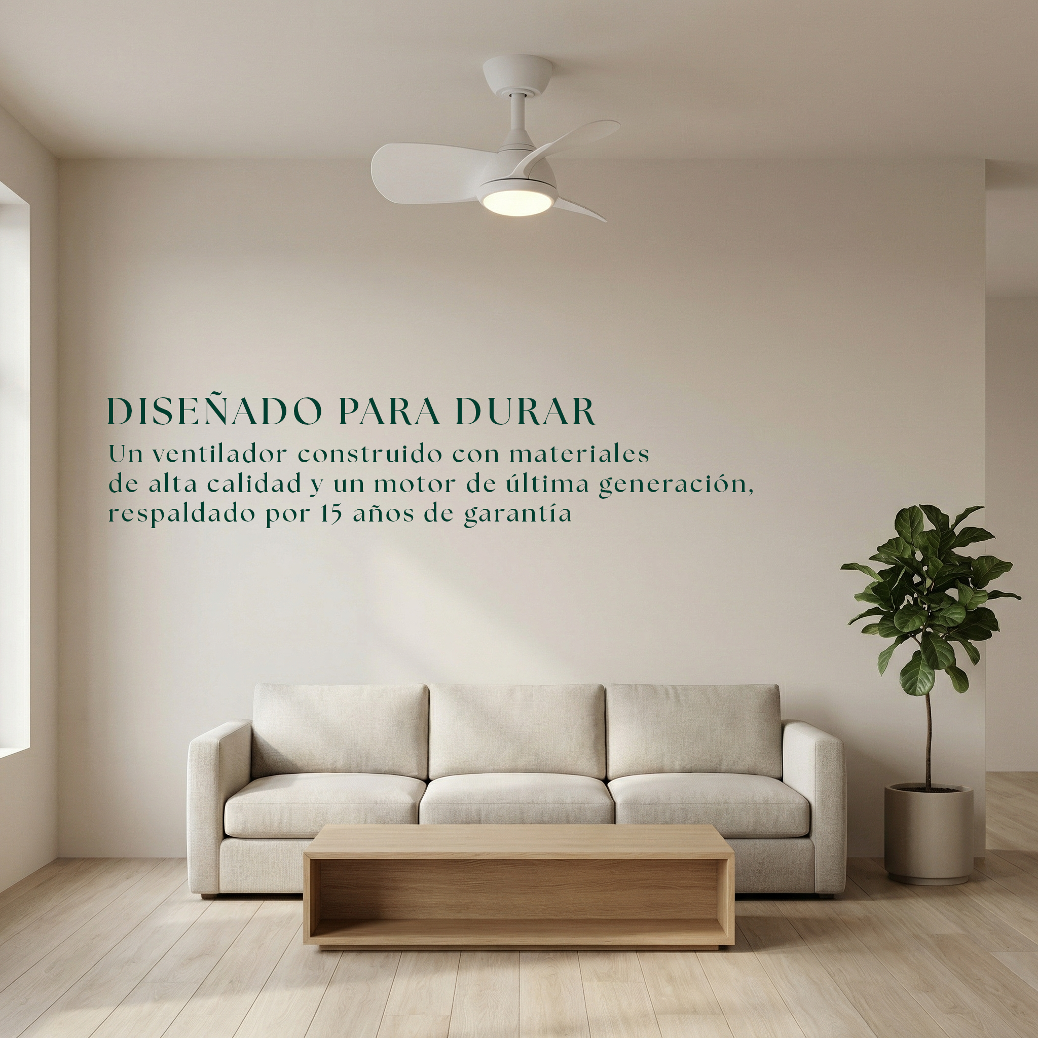Veleo Ventilateur de Plafond 60 cm (<8 m²) – 3 Pales en ABS