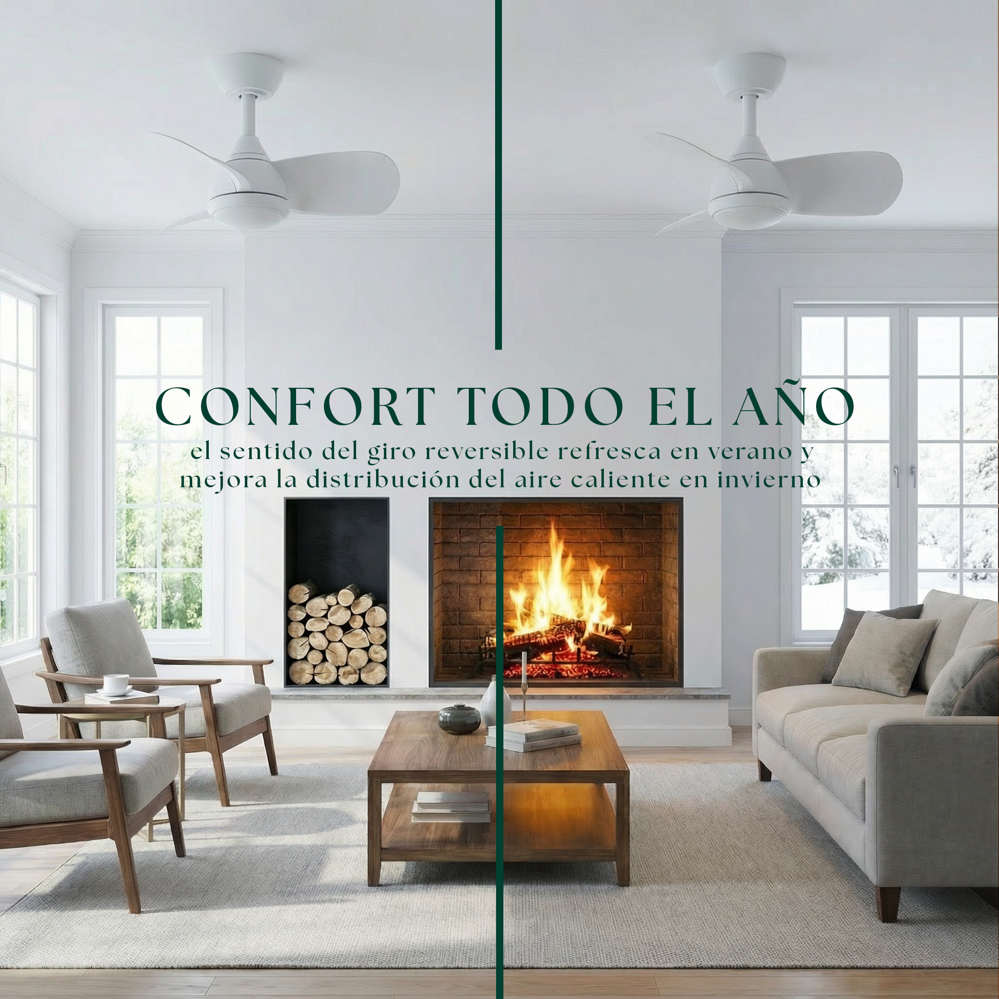 Veleo Ventilateur de Plafond 60 cm (<8 m²) – 3 Pales en ABS