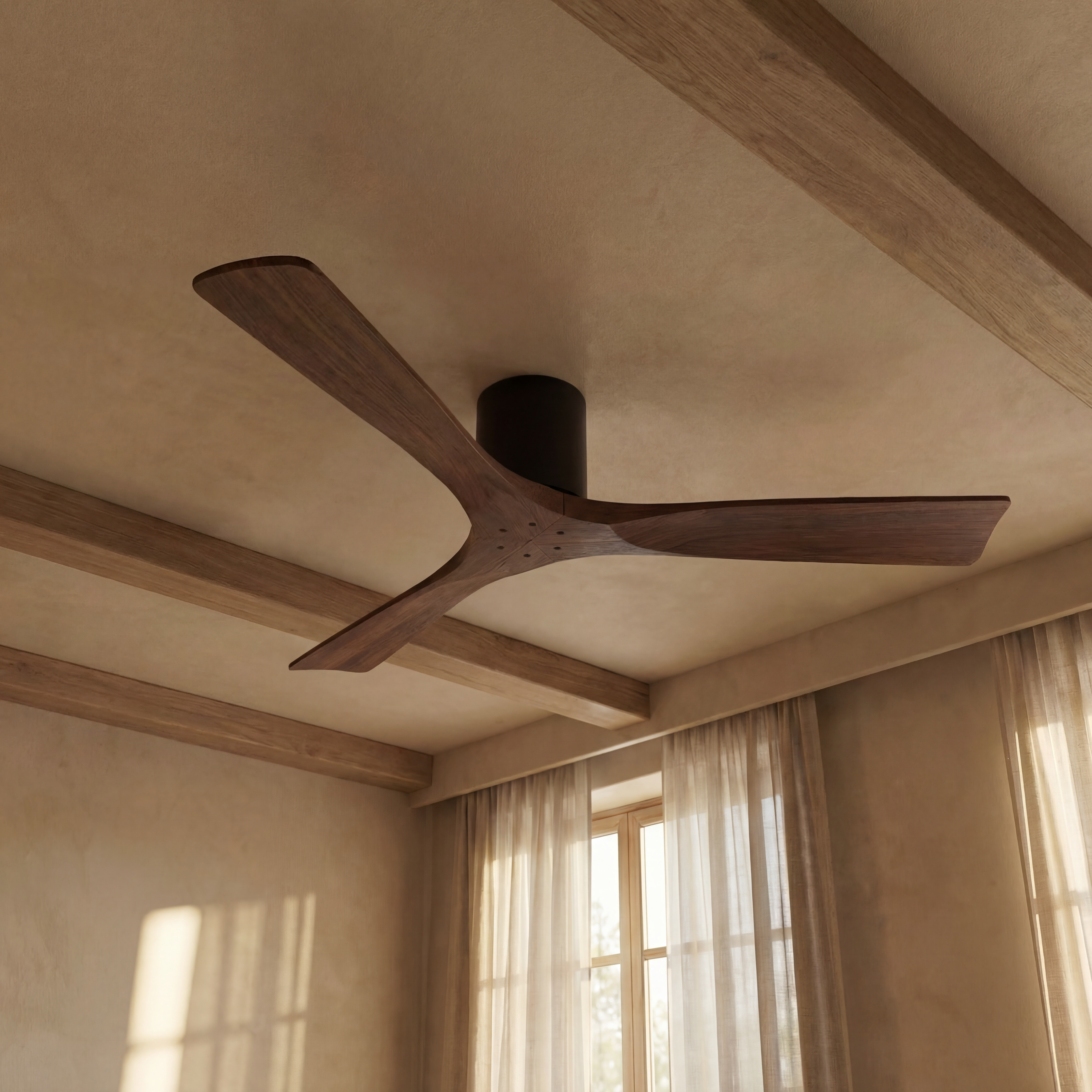 Étoile Ventilateur de plafond en bois (132 cm / 112 cm)
