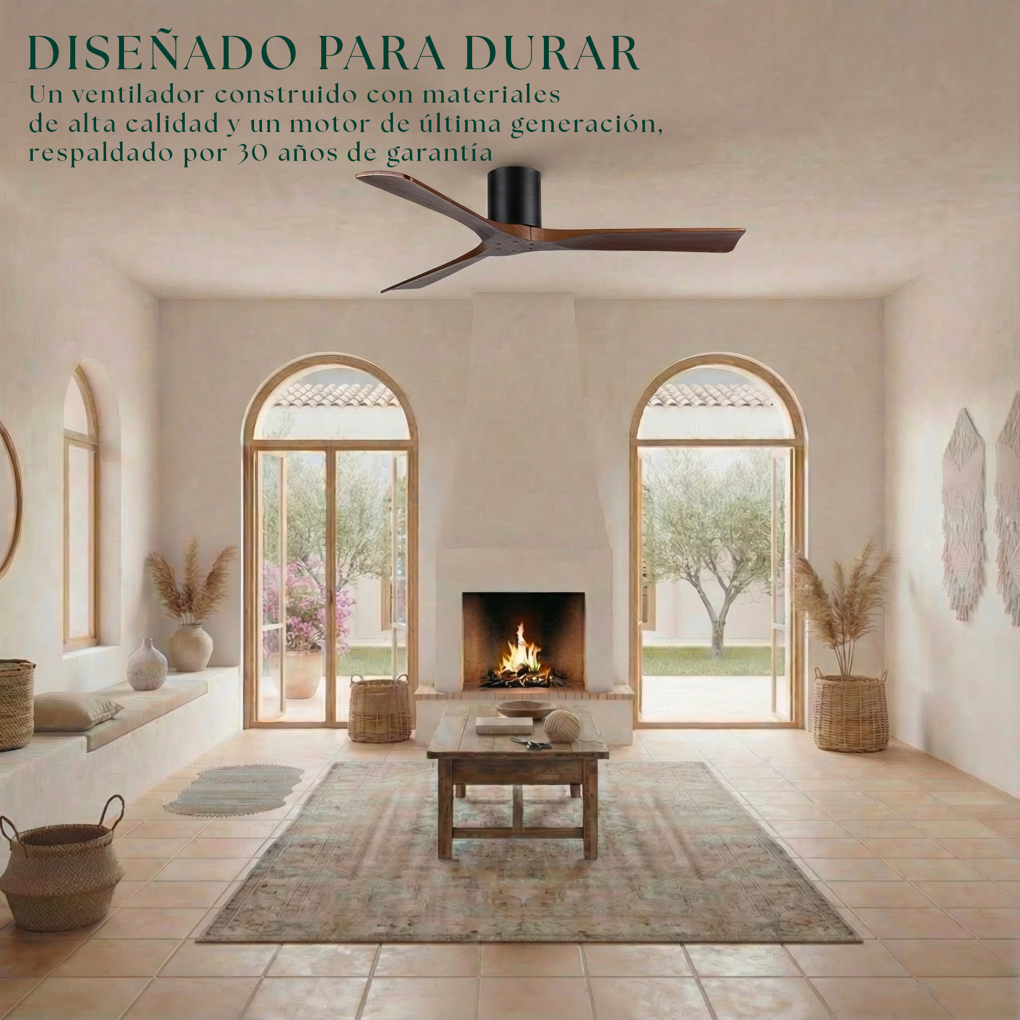 Étoile Ventilateur de plafond en bois (132 cm / 112 cm)