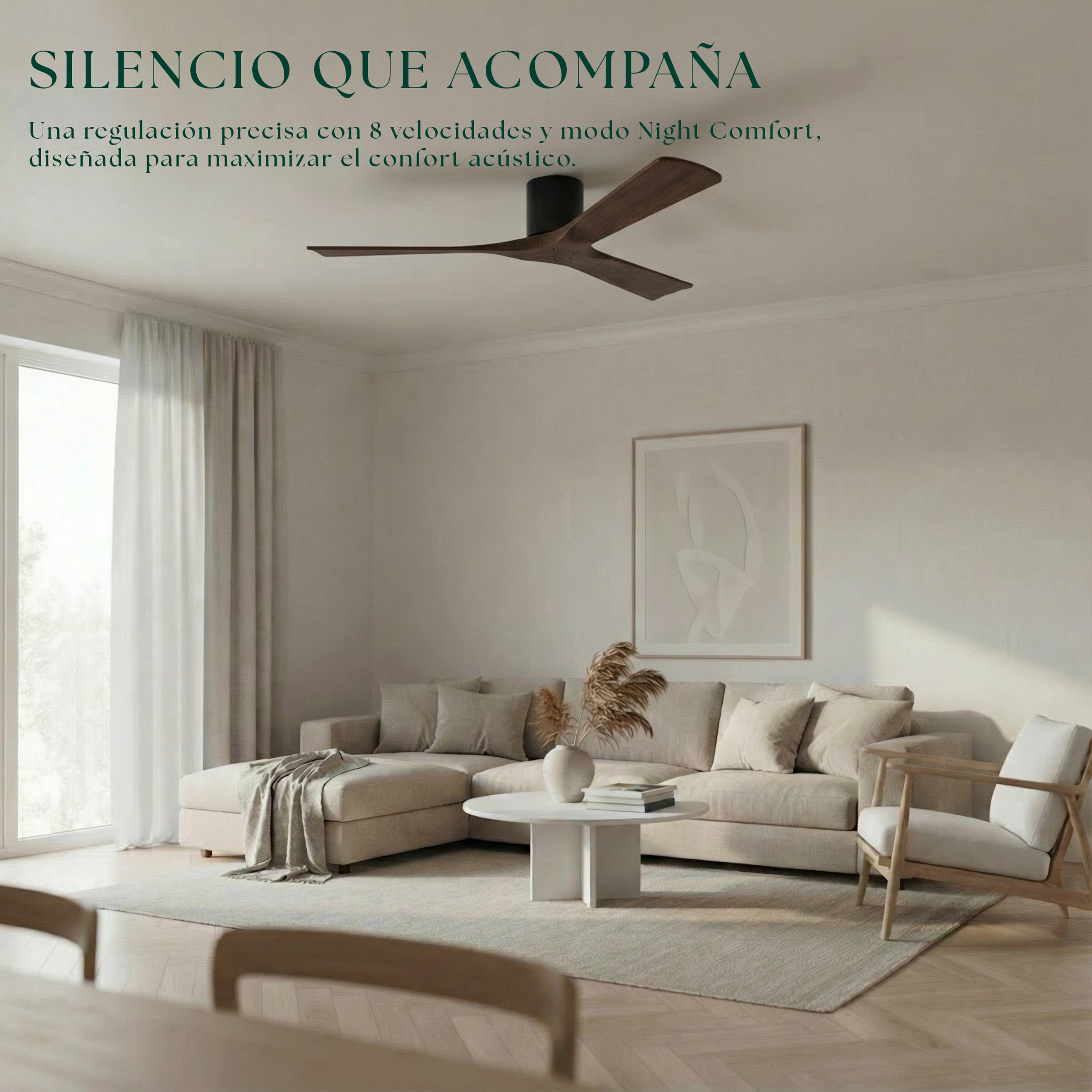 Étoile Ventilateur de plafond en bois (132 cm / 112 cm)