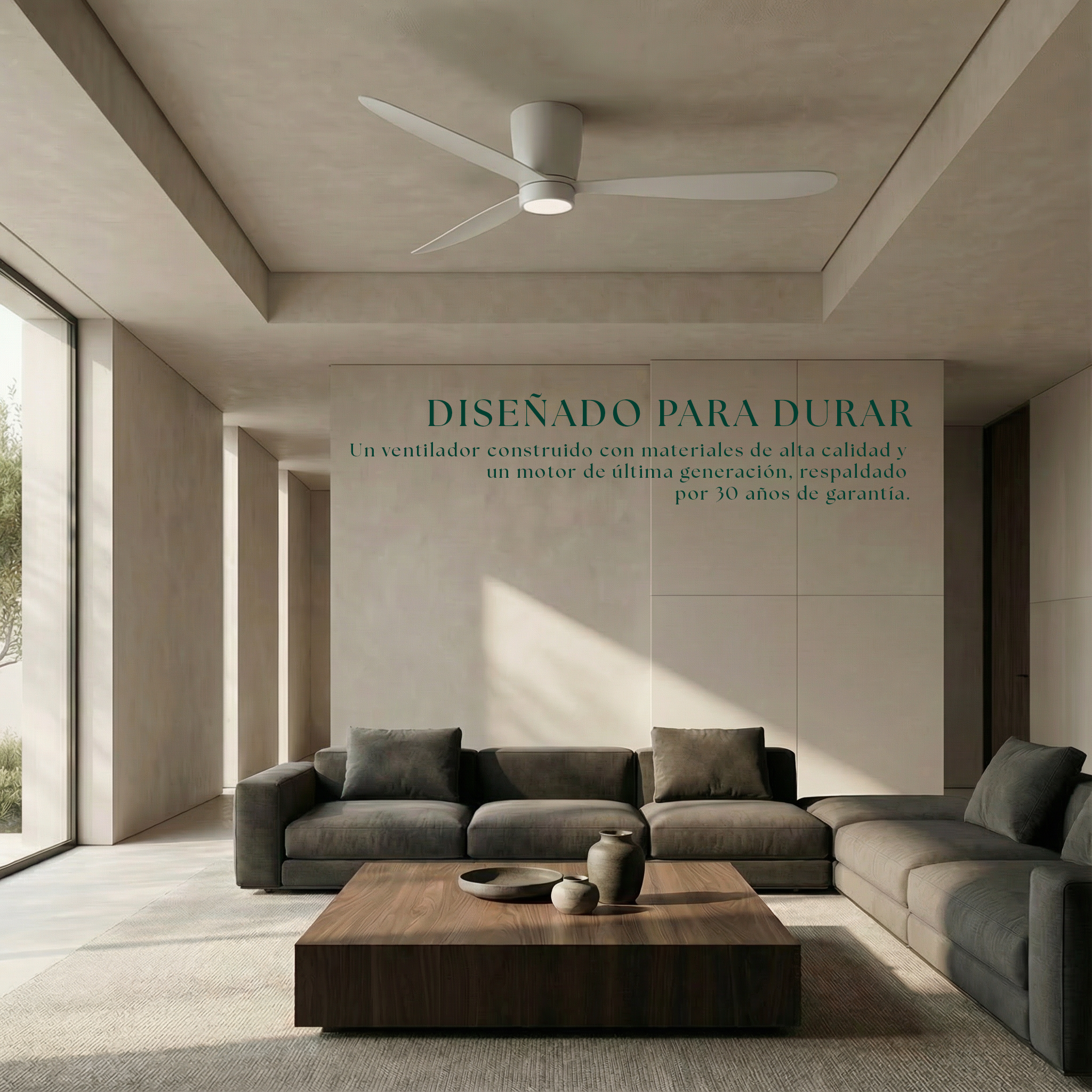 Sirocco Ventilateur de Plafond 132 cm (10-25 m²) – 3 Pales en ABS