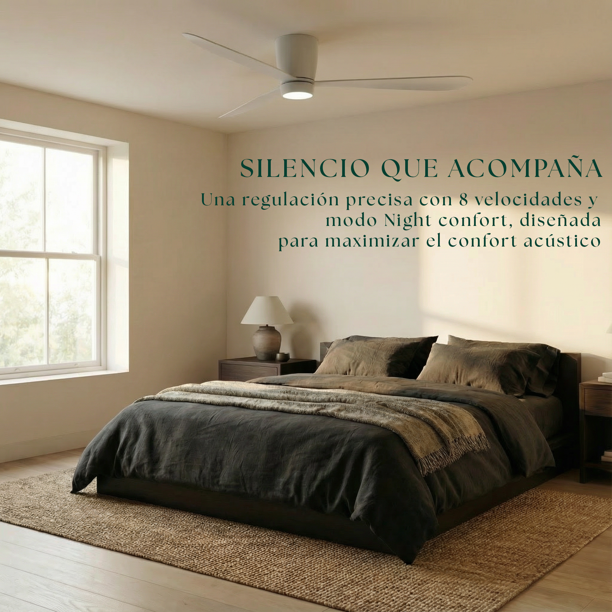 Sirocco Ventilateur de Plafond 132 cm (10-25 m²) – 3 Pales en ABS