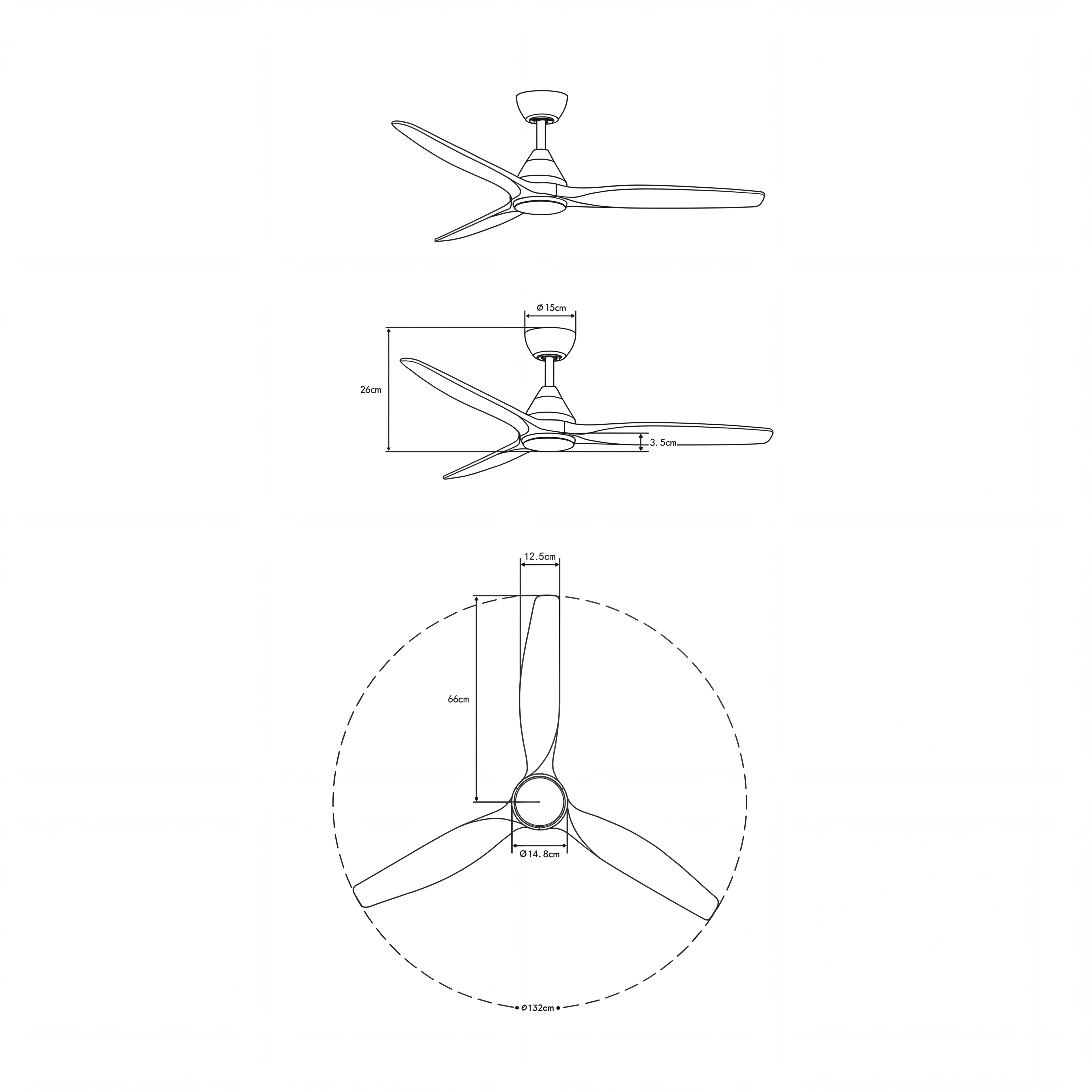 Dolomiti Ventilateur de Plafond en Bois (132 cm / 112 cm)