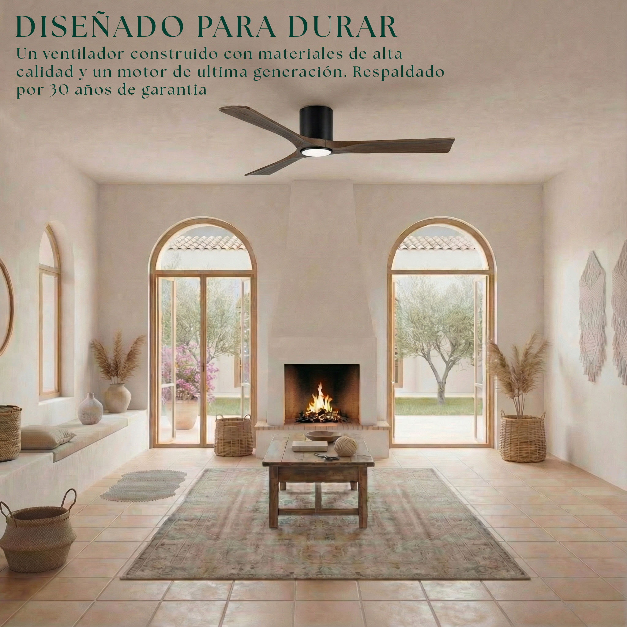 Étoile Ventilateur de plafond en bois (132 cm / 112 cm)