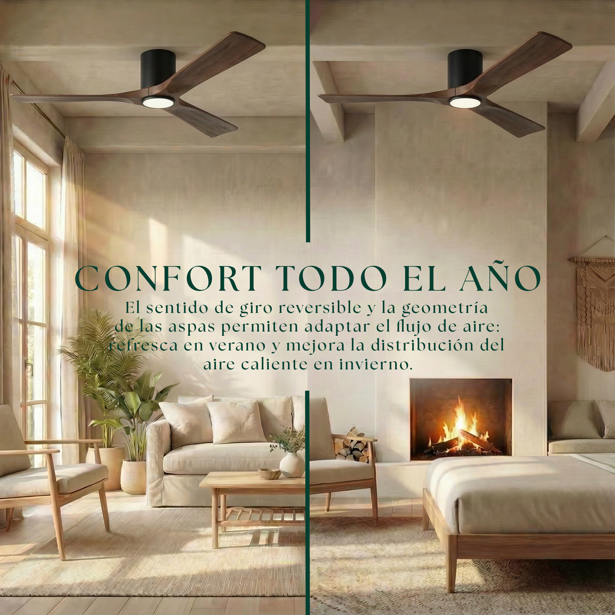 Étoile Ventilateur de plafond en bois (132 cm / 112 cm)