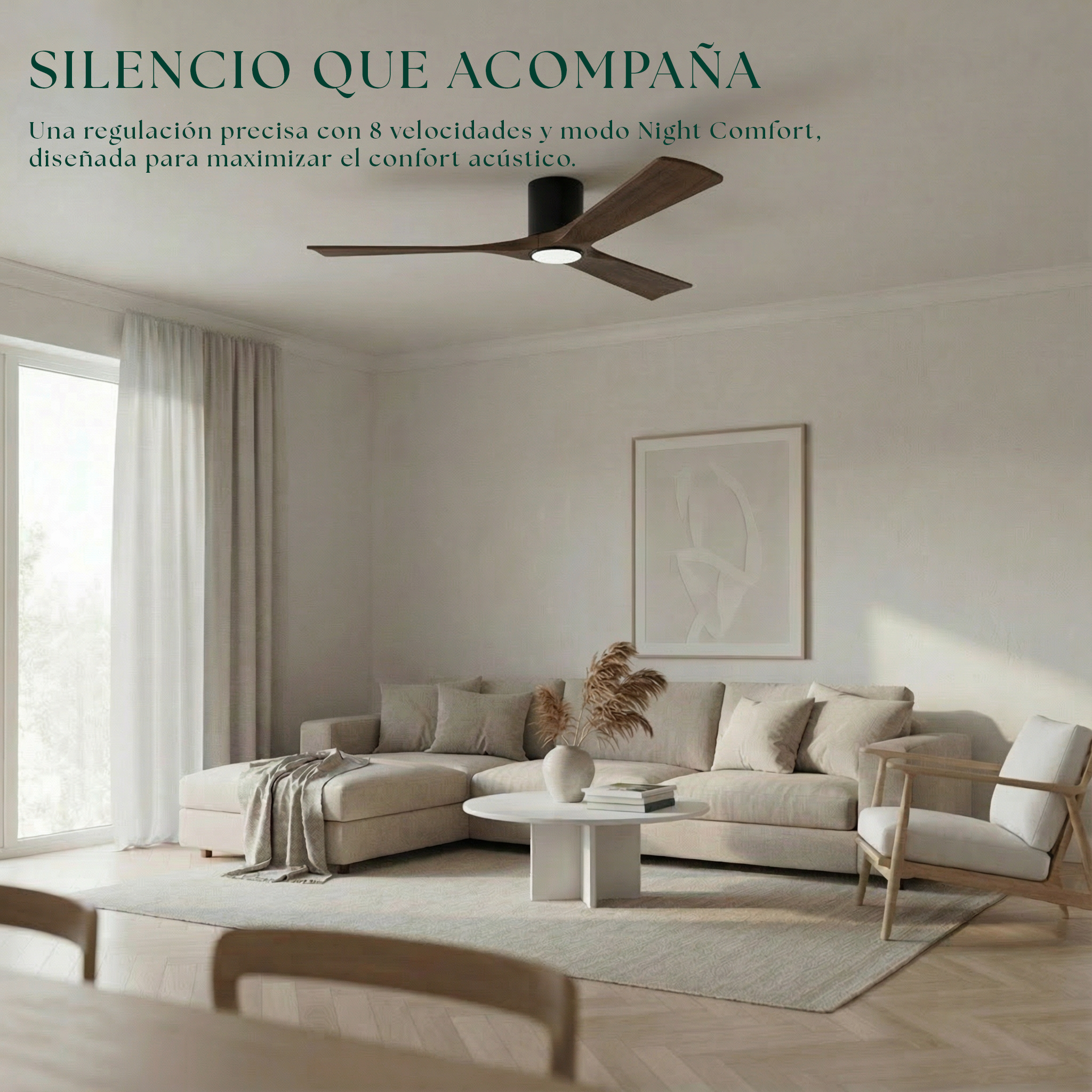 Étoile Ventilateur de plafond en bois (132 cm / 112 cm)