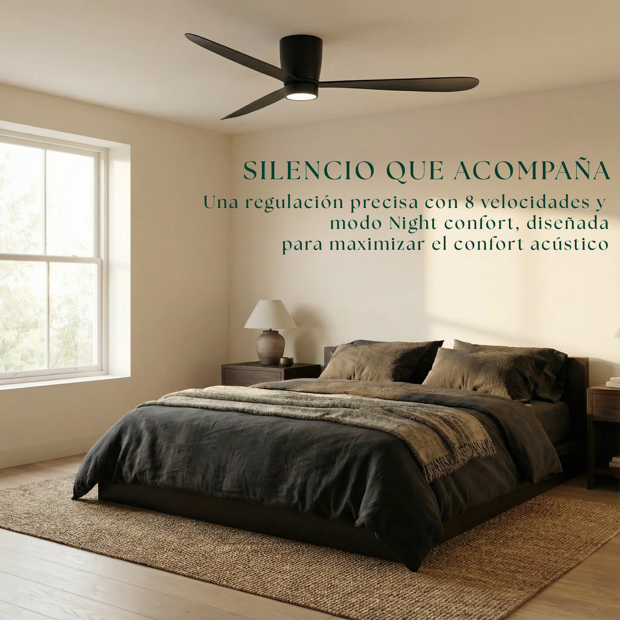 Sirocco Ventilateur de Plafond 132 cm (10-25 m²) – 3 Pales en ABS