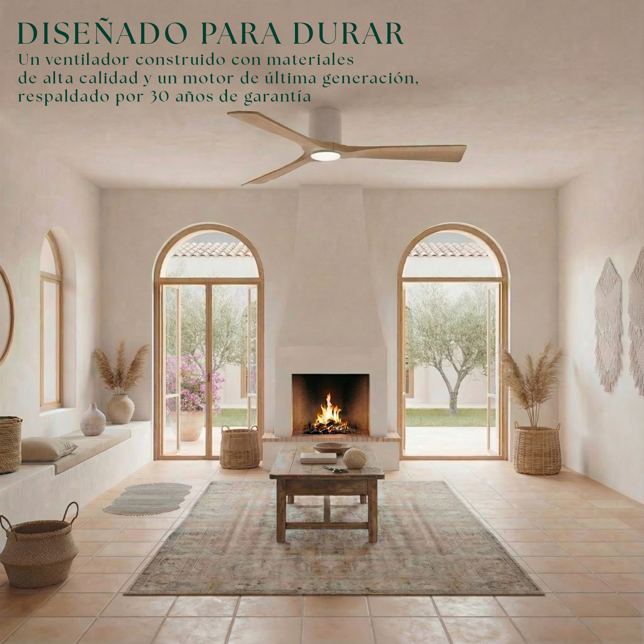 Étoile Ventilateur de plafond en bois (132 cm / 112 cm)
