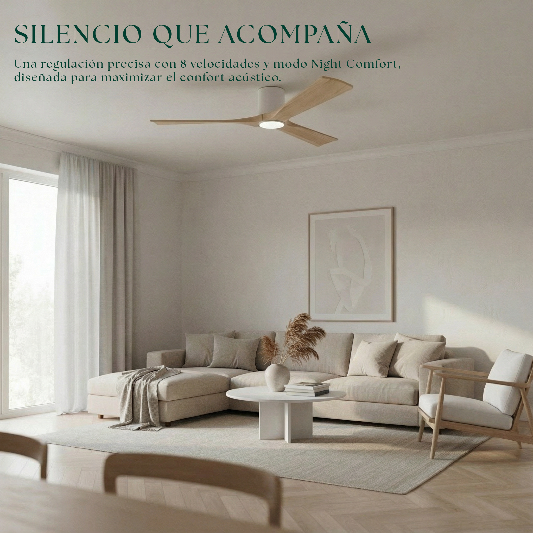Étoile Ventilateur de plafond en bois (132 cm / 112 cm)
