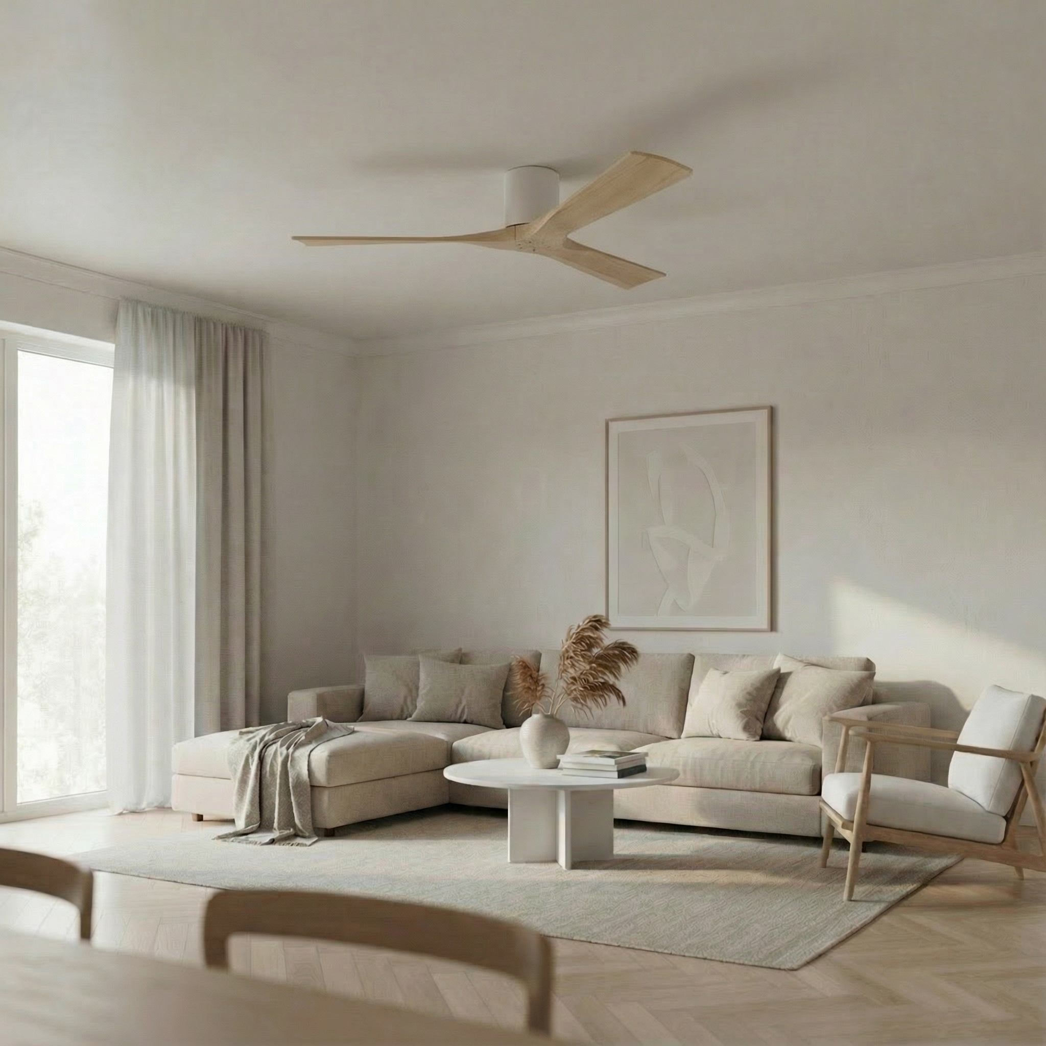 Étoile Ventilateur de plafond en bois (132 cm / 112 cm)