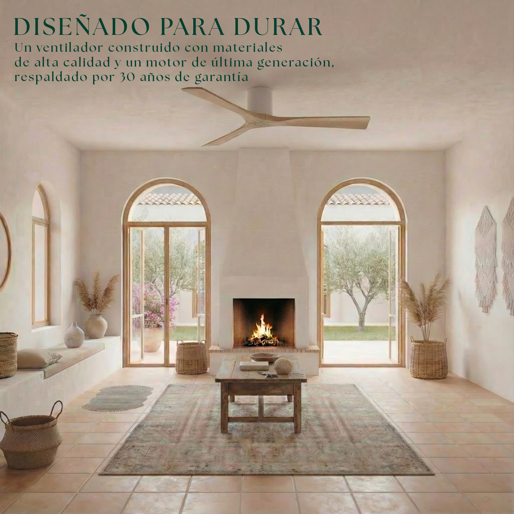 Étoile Ventilateur de plafond en bois (132 cm / 112 cm)
