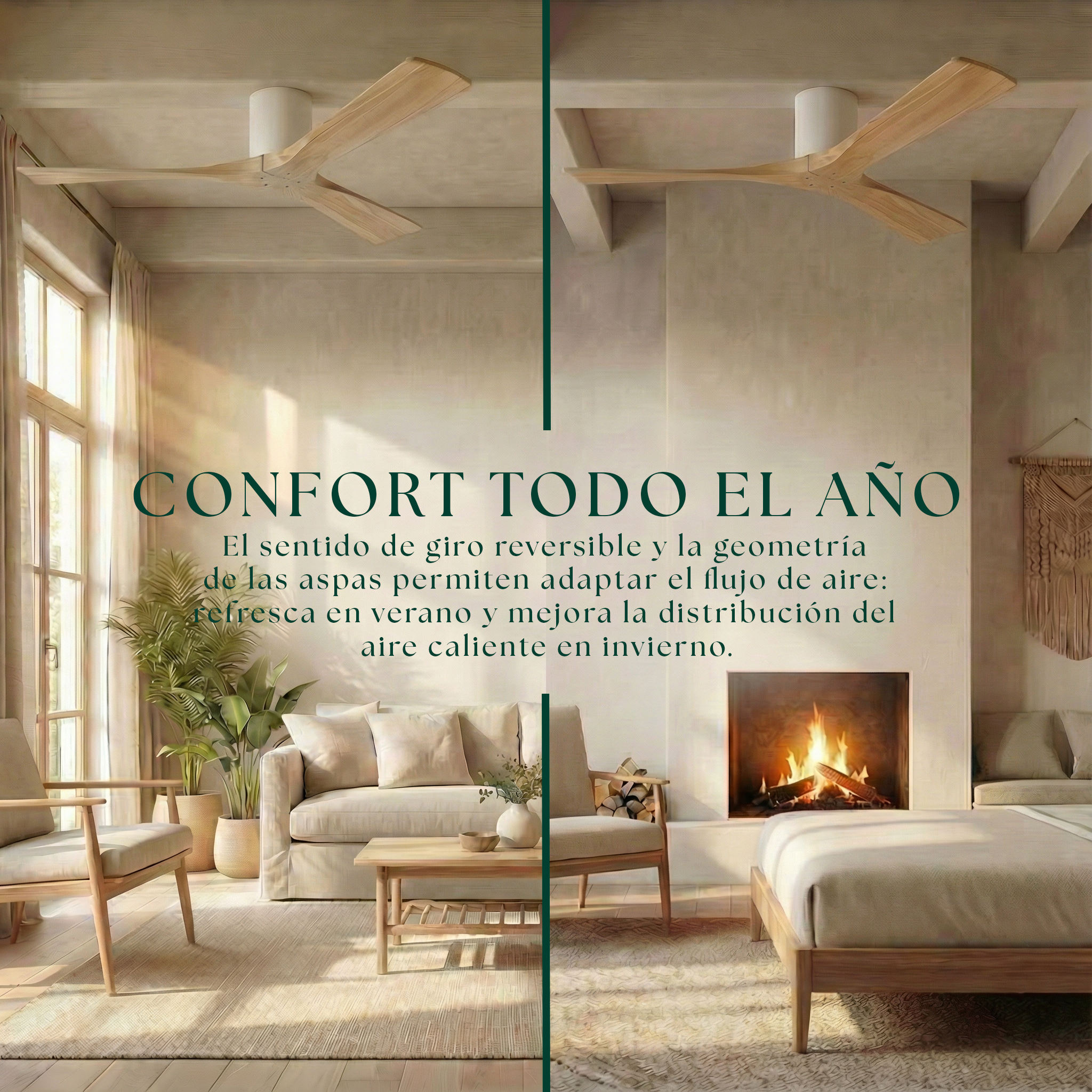 Étoile Ventilateur de plafond en bois (132 cm / 112 cm)
