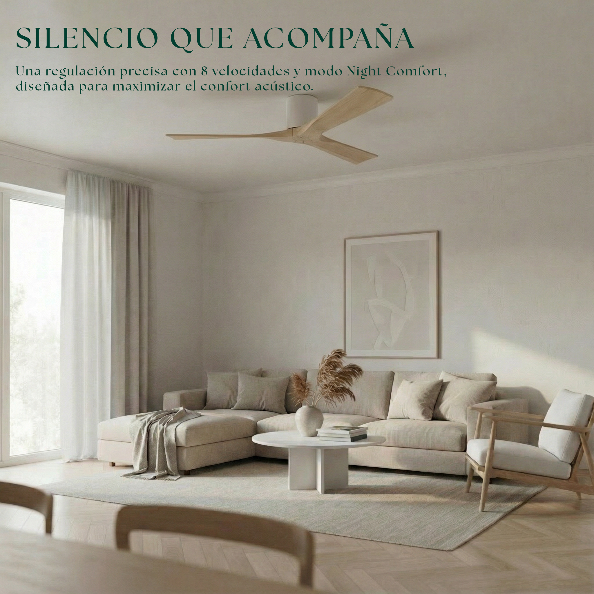 Étoile Ventilateur de plafond en bois (132 cm / 112 cm)