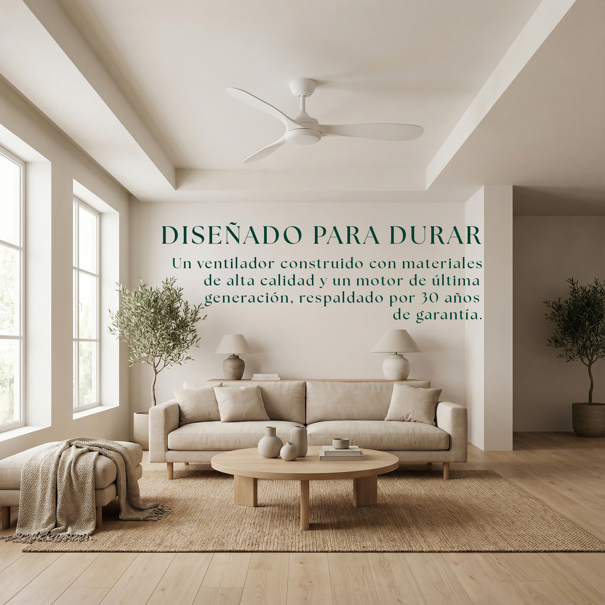 Boreal Ventilateur de plafond 132 cm (10–25 m²) – 3 pales en ABS
