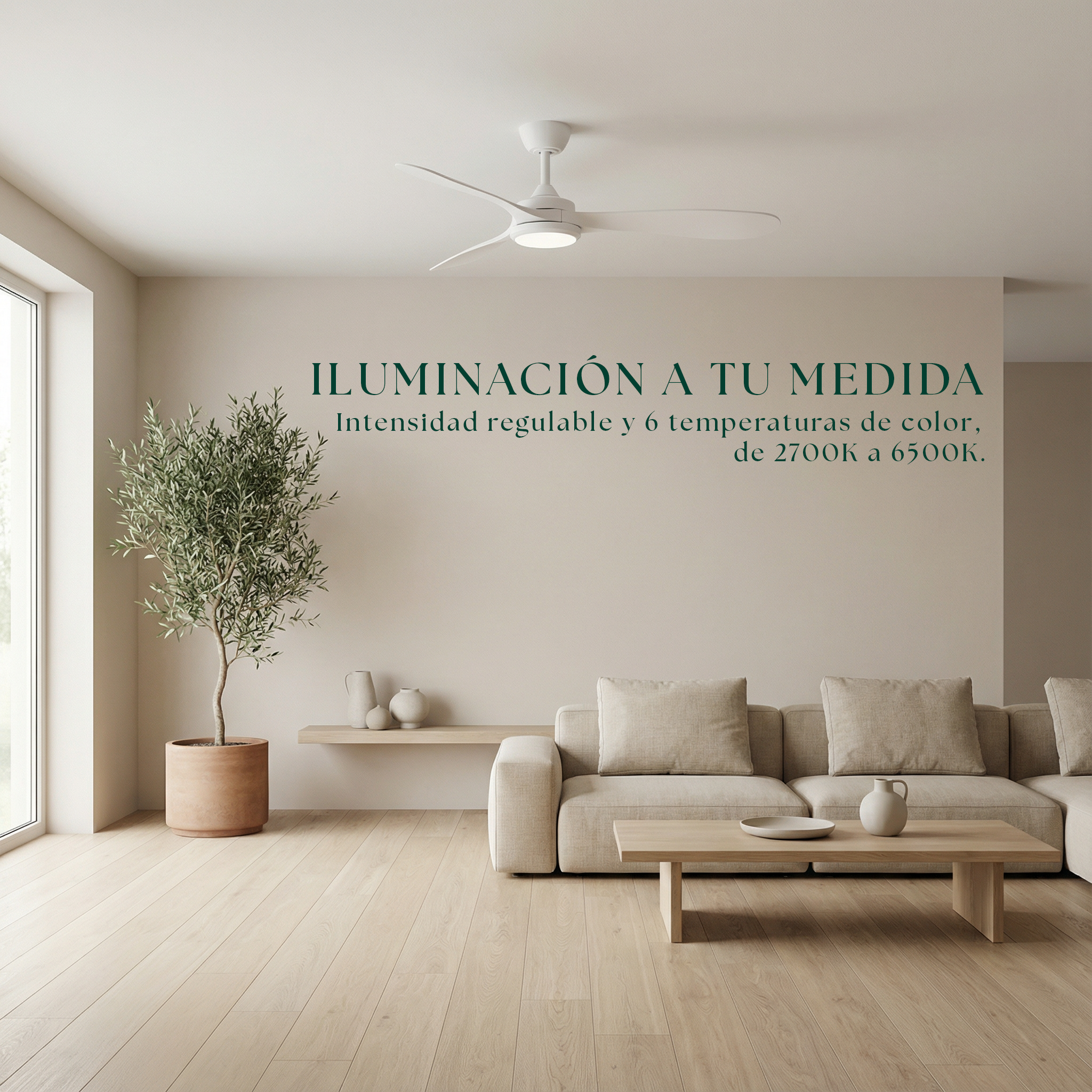Boreal Ventilateur de plafond 132 cm (10–25 m²) – 3 pales en ABS