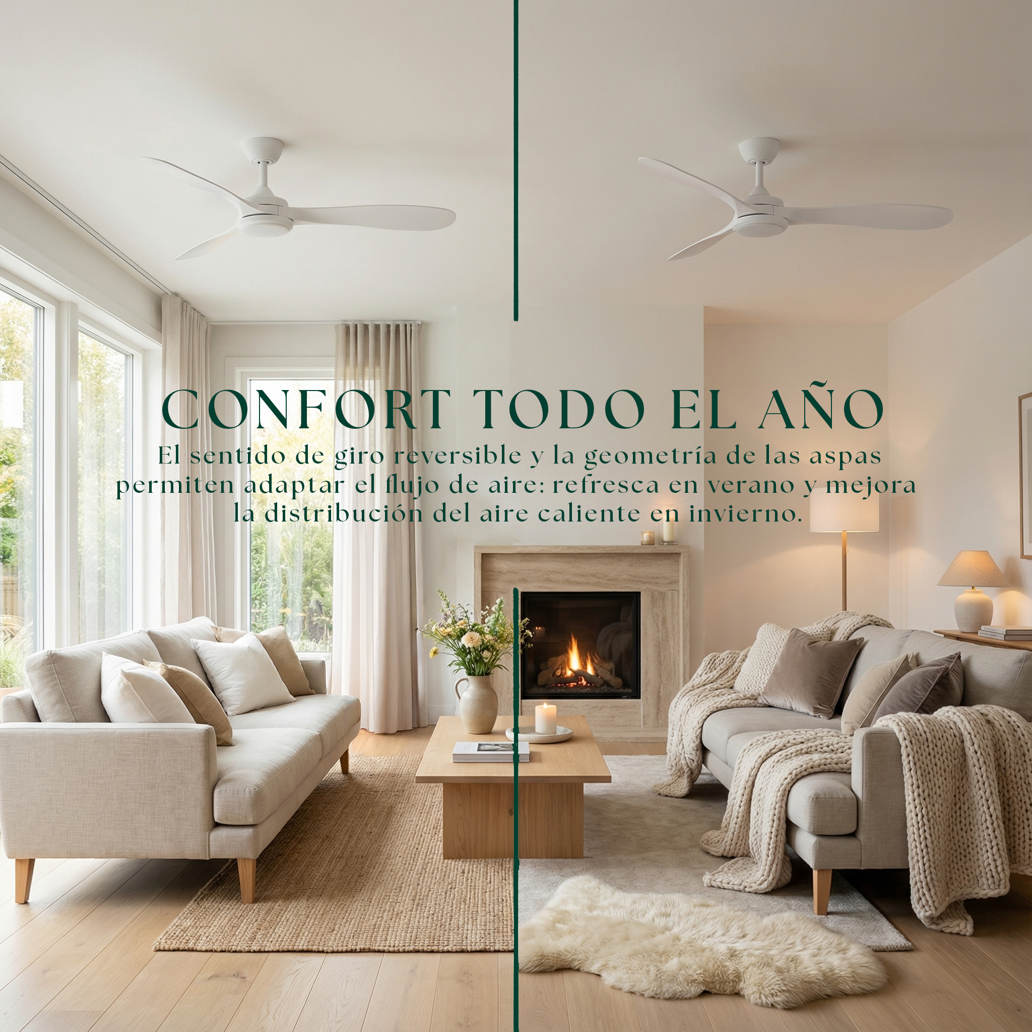 Boreal Ventilateur de plafond 132 cm (10–25 m²) – 3 pales en ABS