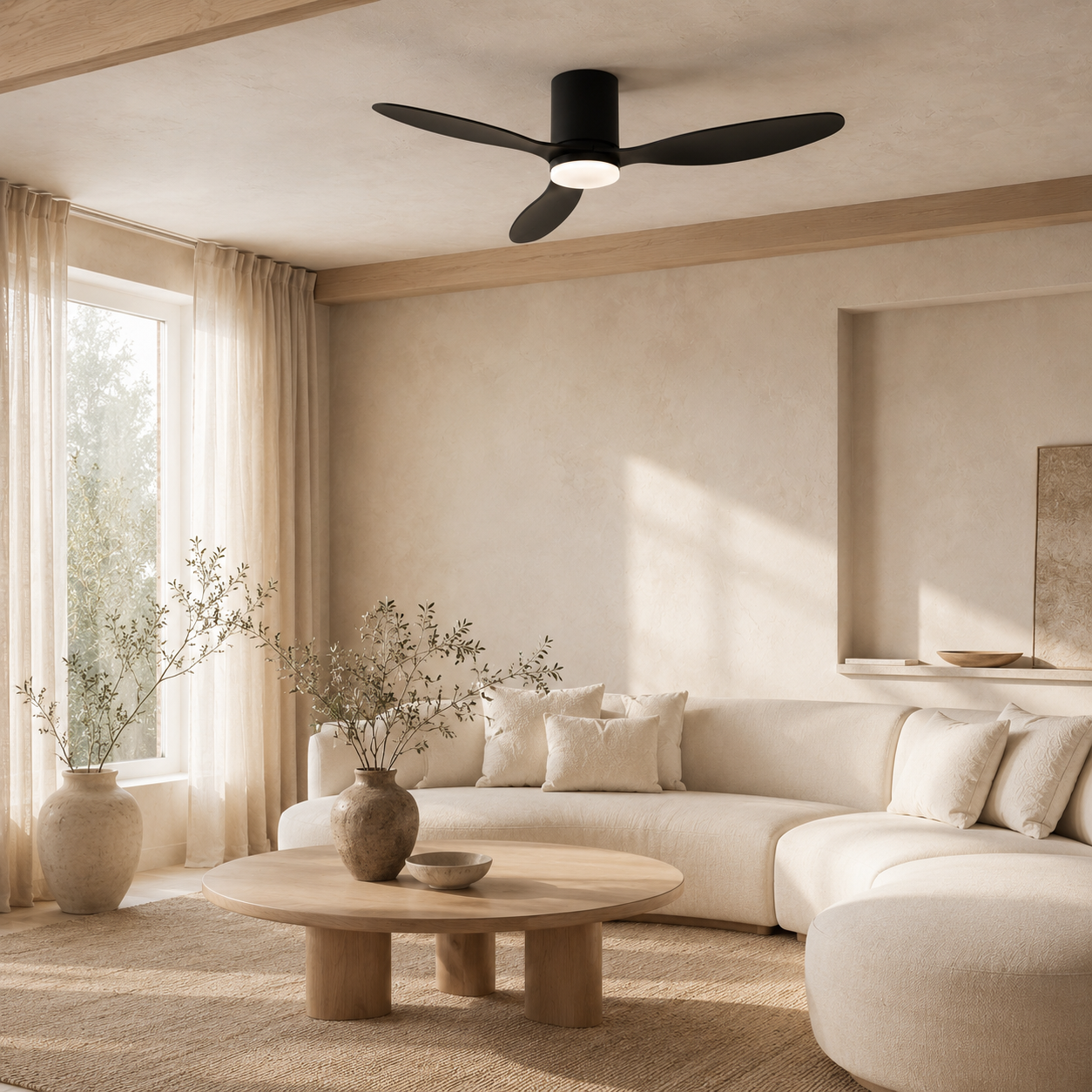 Binibeca Ventilateur de Plafond 132 cm 3 Pales en ABS