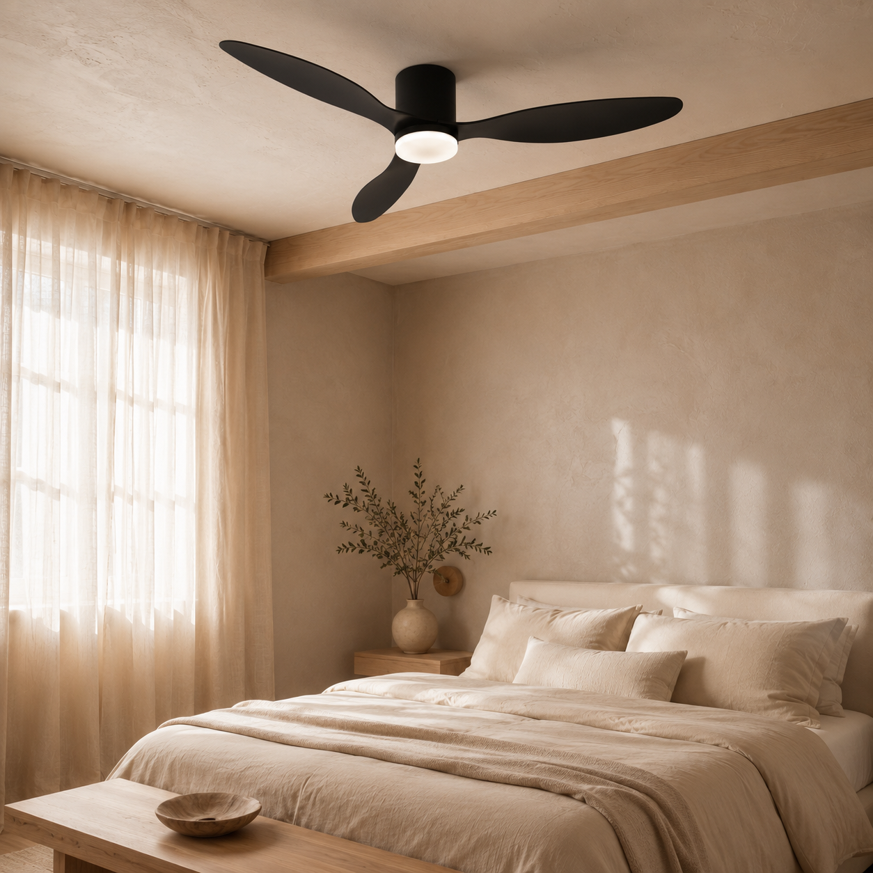 Binibeca Ventilateur de Plafond 132 cm 3 Pales en ABS