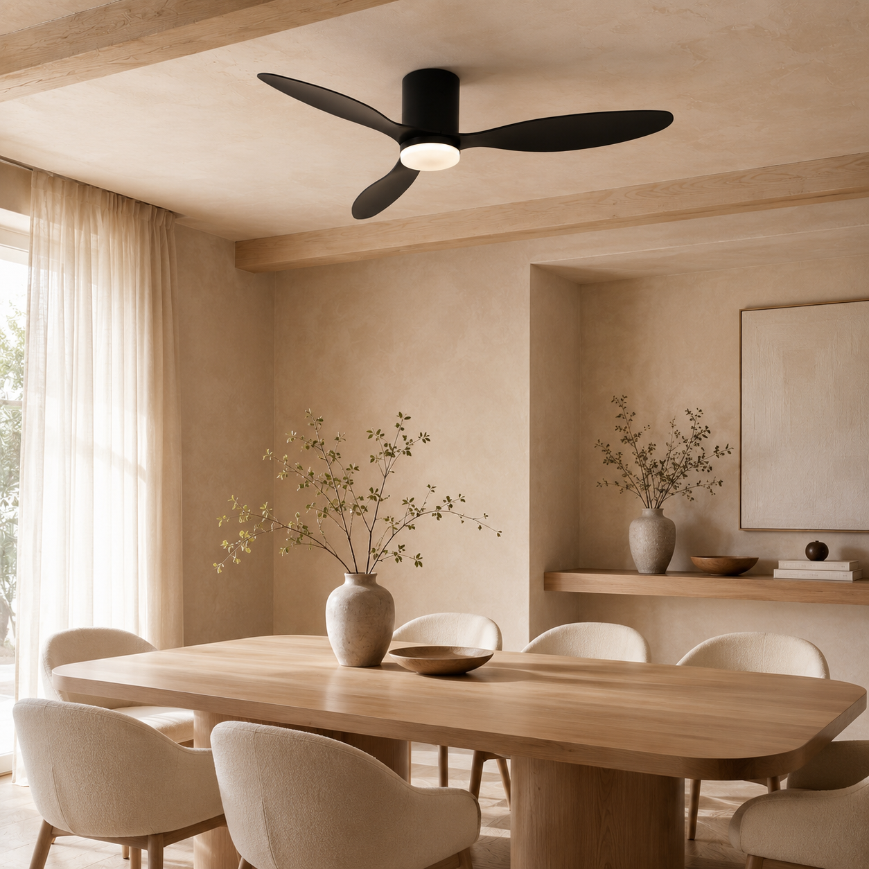 Binibeca Ventilateur de Plafond 132 cm 3 Pales en ABS