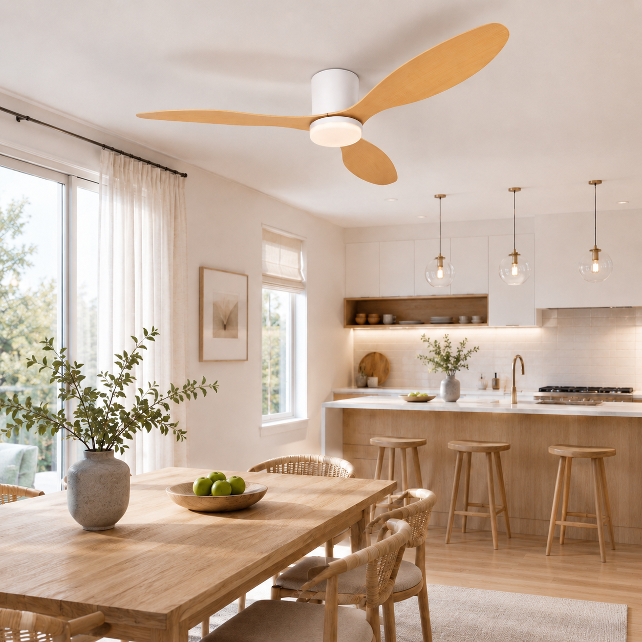 Binibeca Ventilateur de Plafond 132 cm 3 Pales en ABS