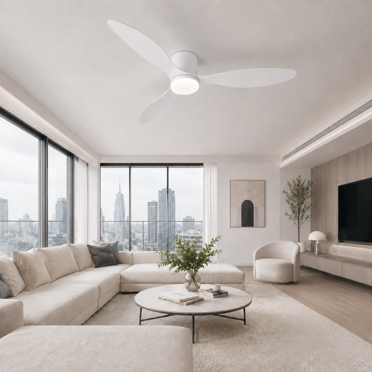 Binibeca Ventilateur de Plafond 132 cm 3 Pales en ABS