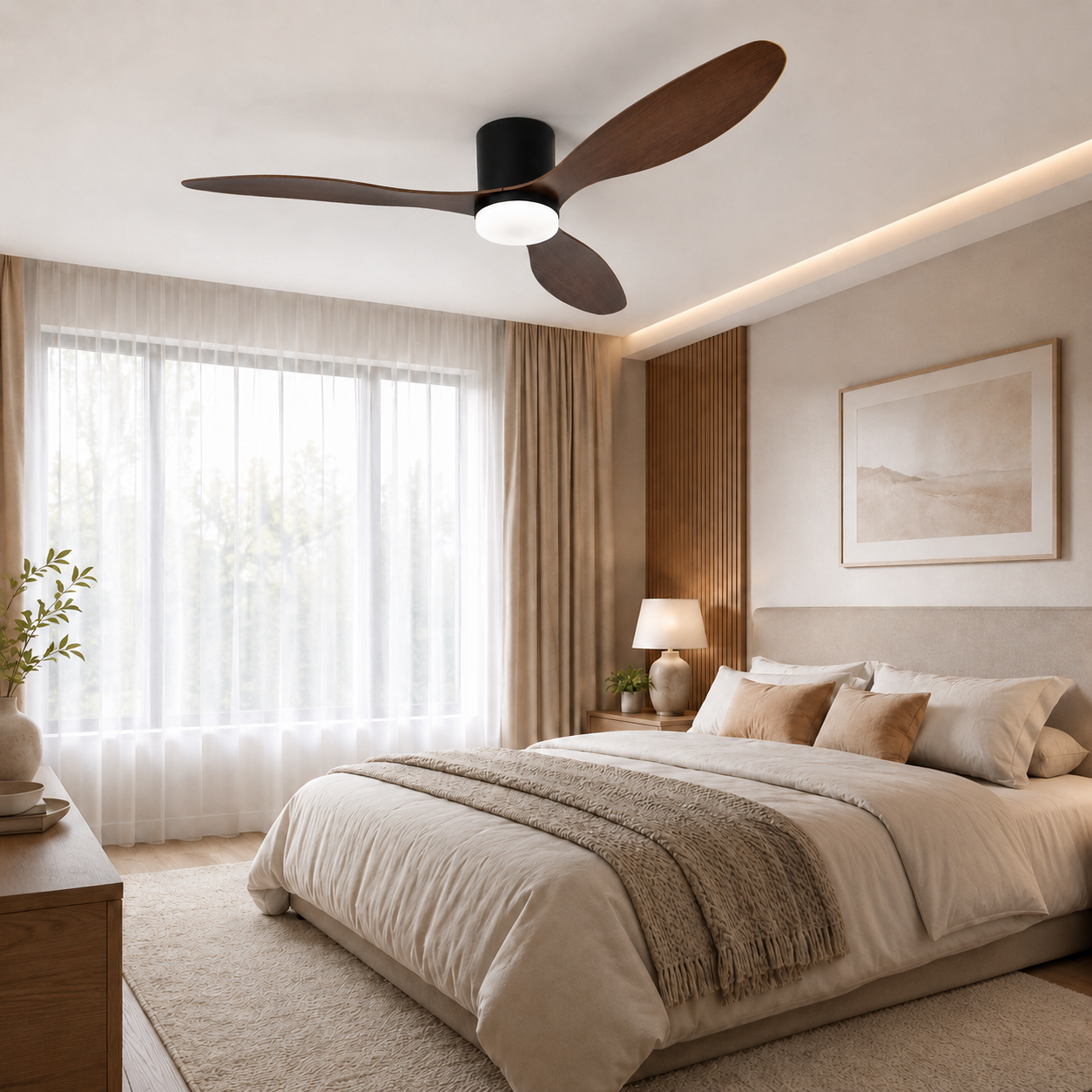 Binibeca Ventilateur de Plafond 132 cm 3 Pales en ABS