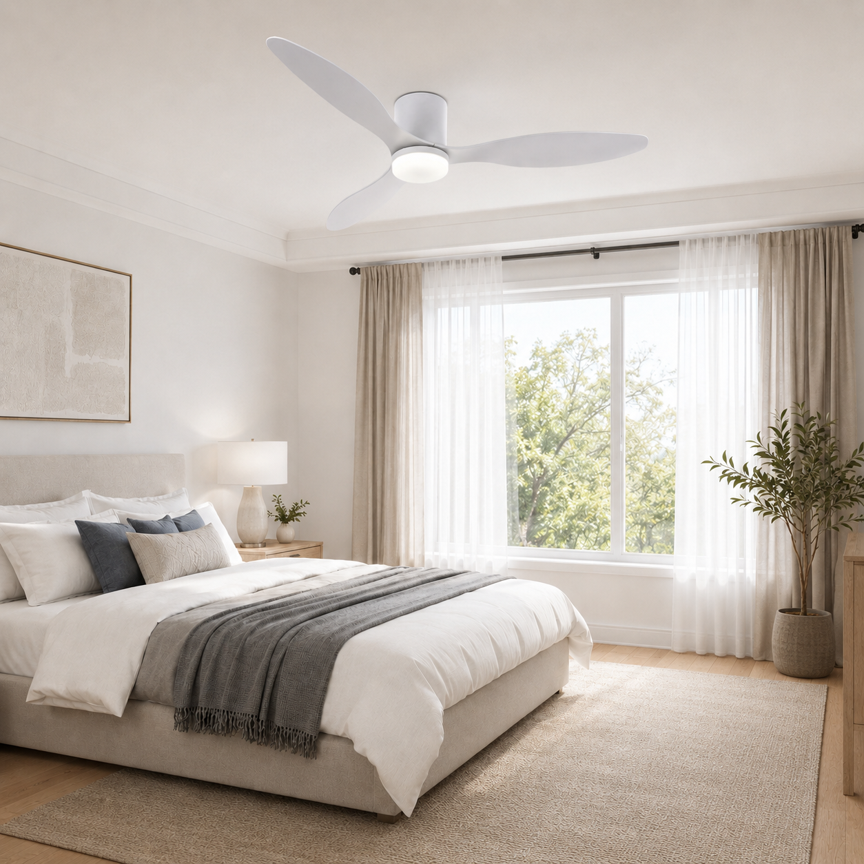 Binibeca Ventilateur de Plafond 132 cm 3 Pales en ABS