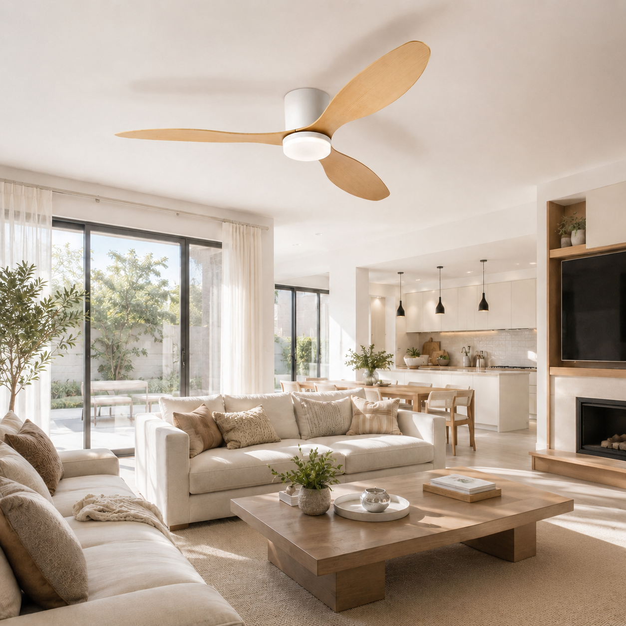 Binibeca Ventilateur de Plafond 132 cm 3 Pales en ABS