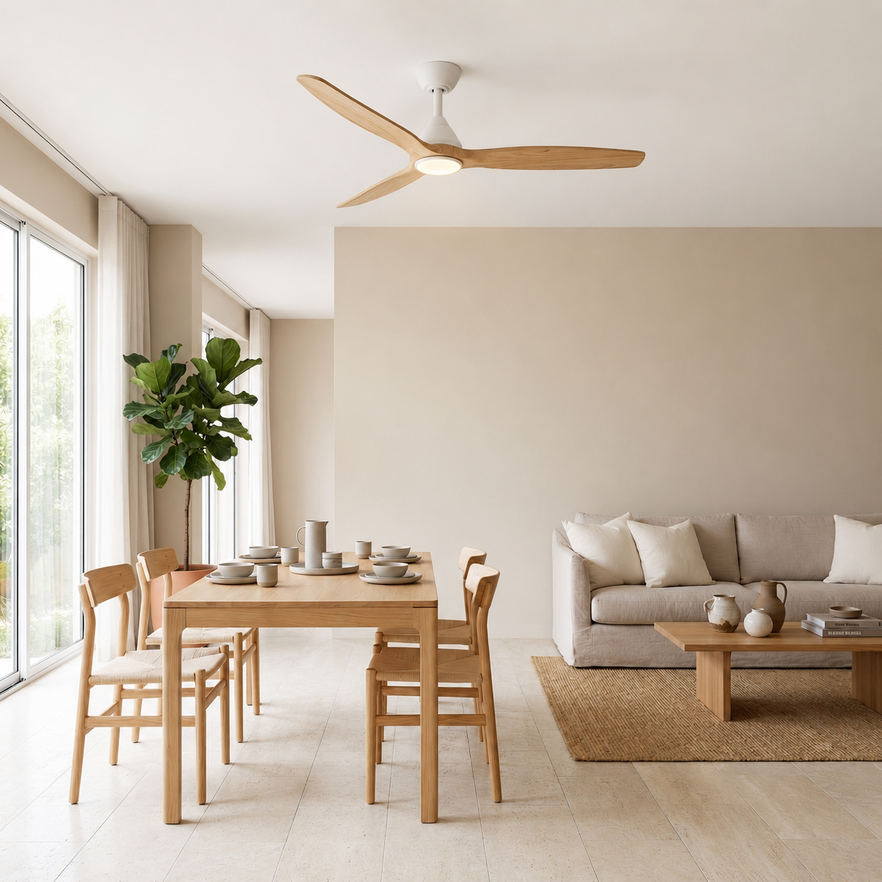 Dolomiti Ventilateur de Plafond en Bois (132 cm / 112 cm)