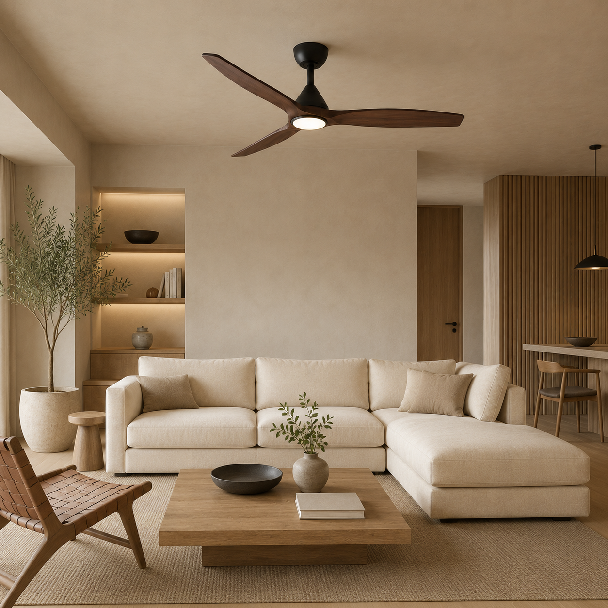Dolomiti Ventilateur de Plafond en Bois (132 cm / 112 cm)