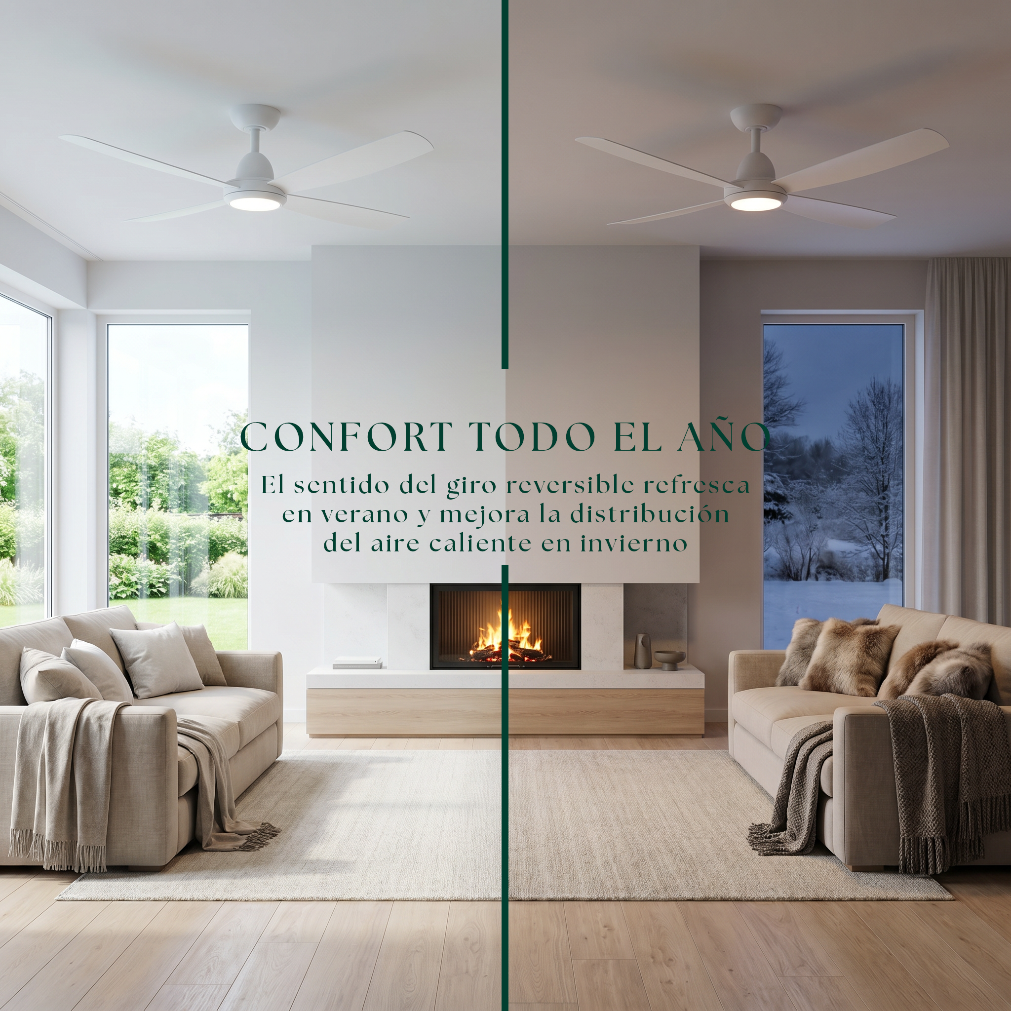 Saona Ventilateur de Plafond 122 cm (7–20 m²) – 4 Pales en ABS