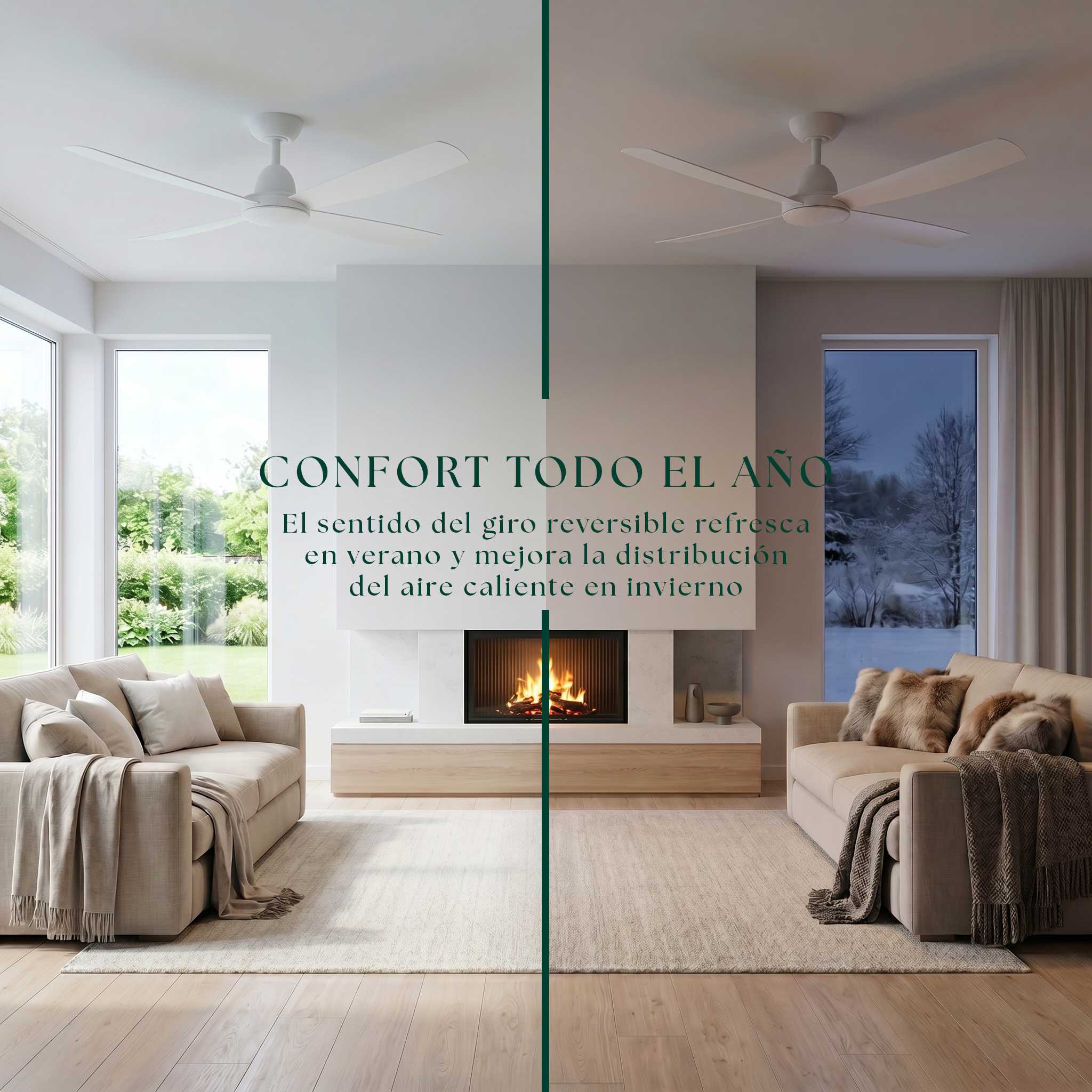 Saona Ventilateur de Plafond 122 cm (7–20 m²) – 4 Pales en ABS