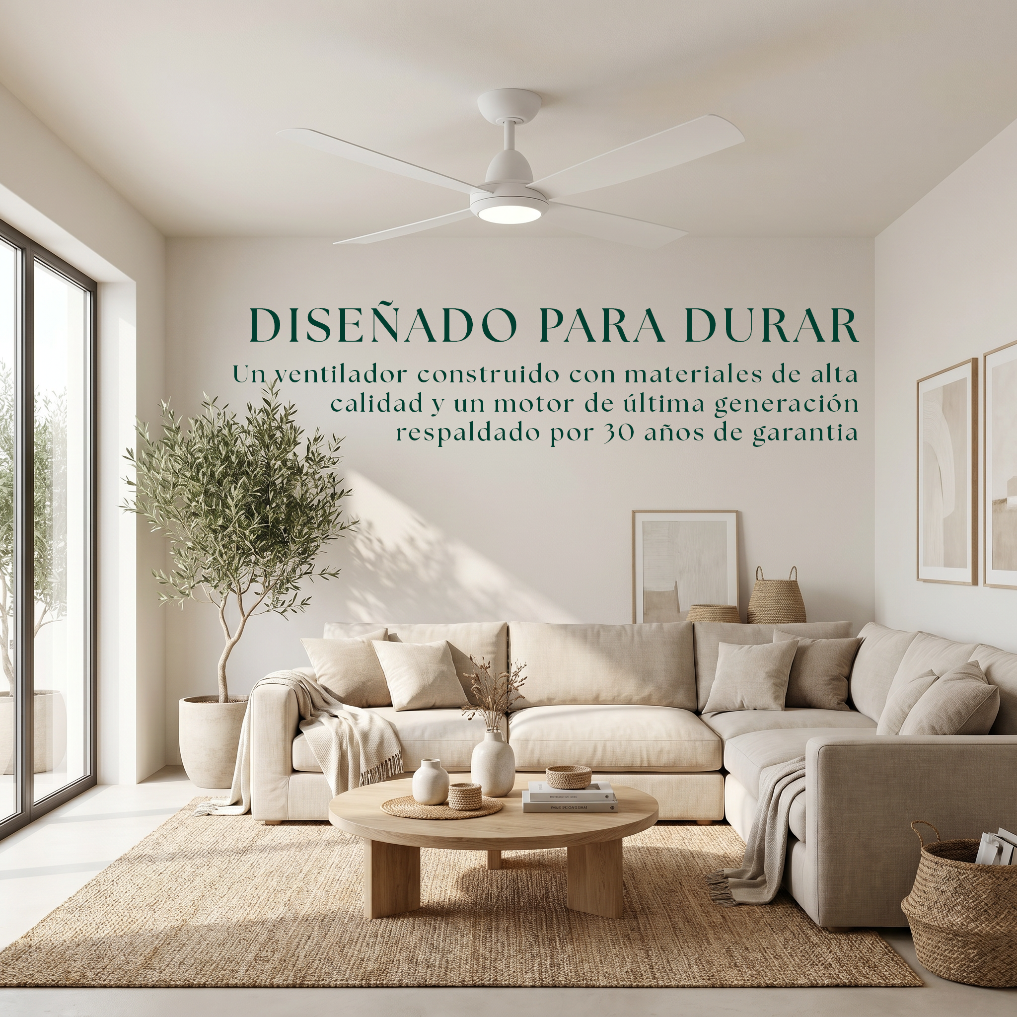 Saona Ventilateur de Plafond 122 cm (7–20 m²) – 4 Pales en ABS