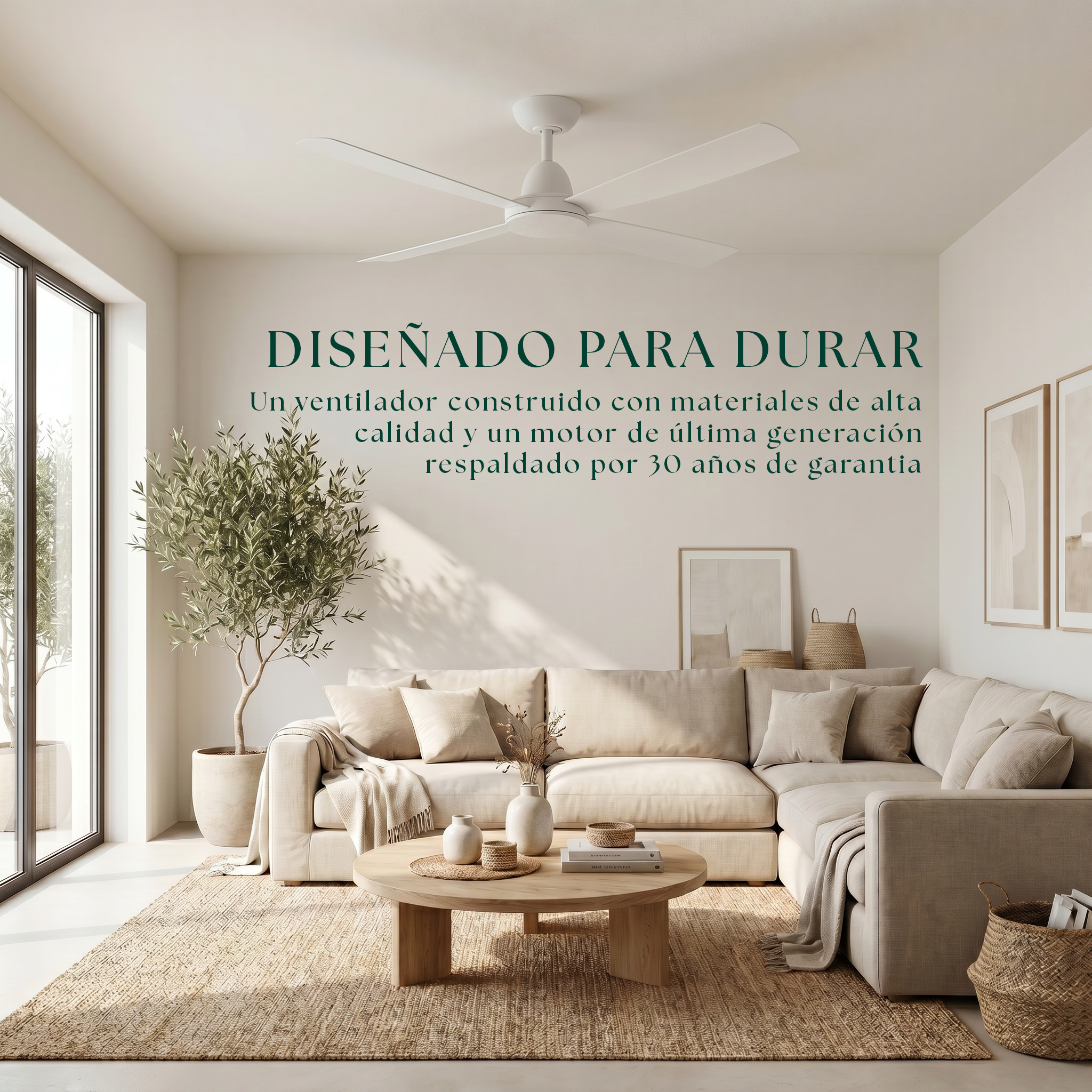 Saona Ventilateur de Plafond 122 cm (7–20 m²) – 4 Pales en ABS