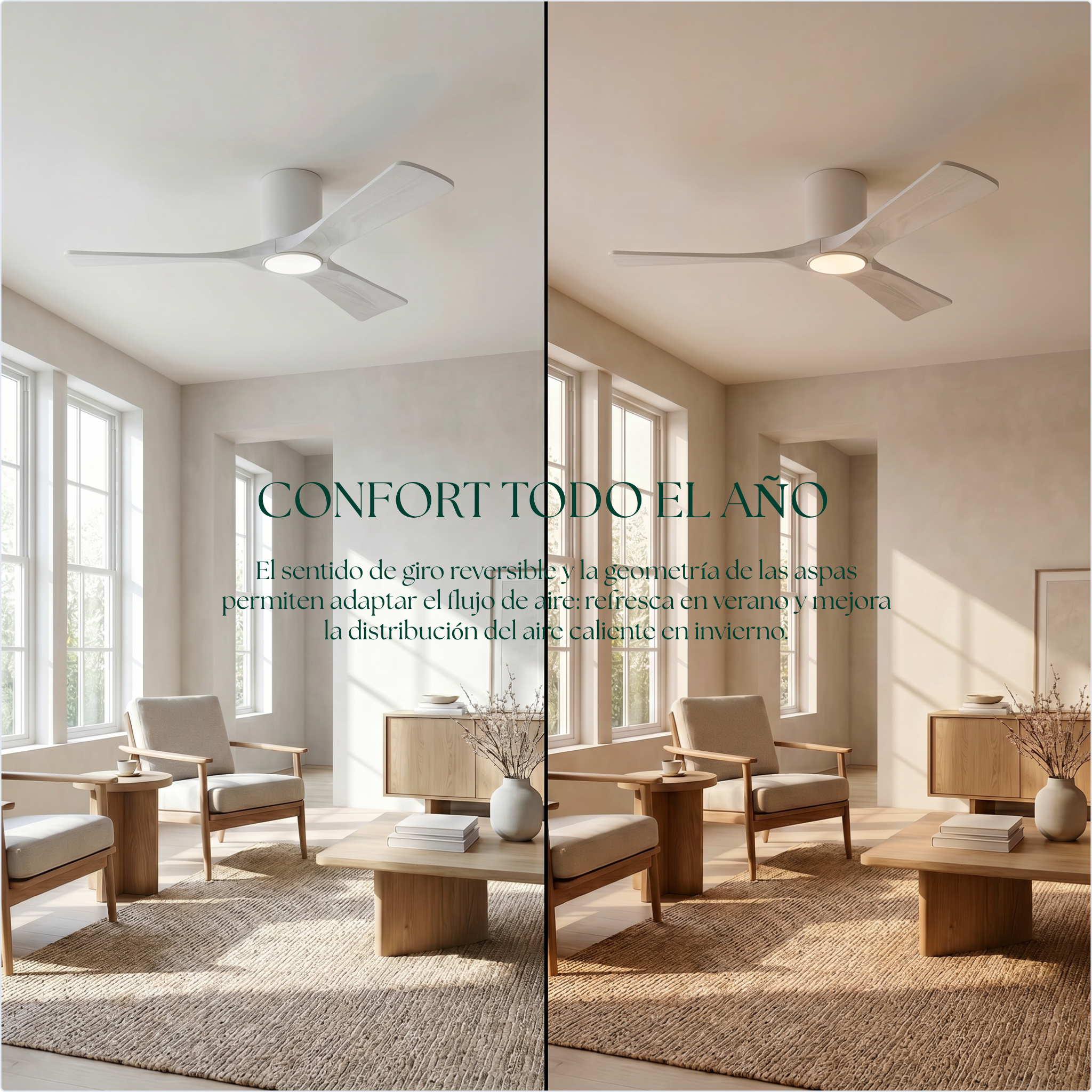 Étoile Ventilateur de plafond en bois (132 cm / 112 cm)