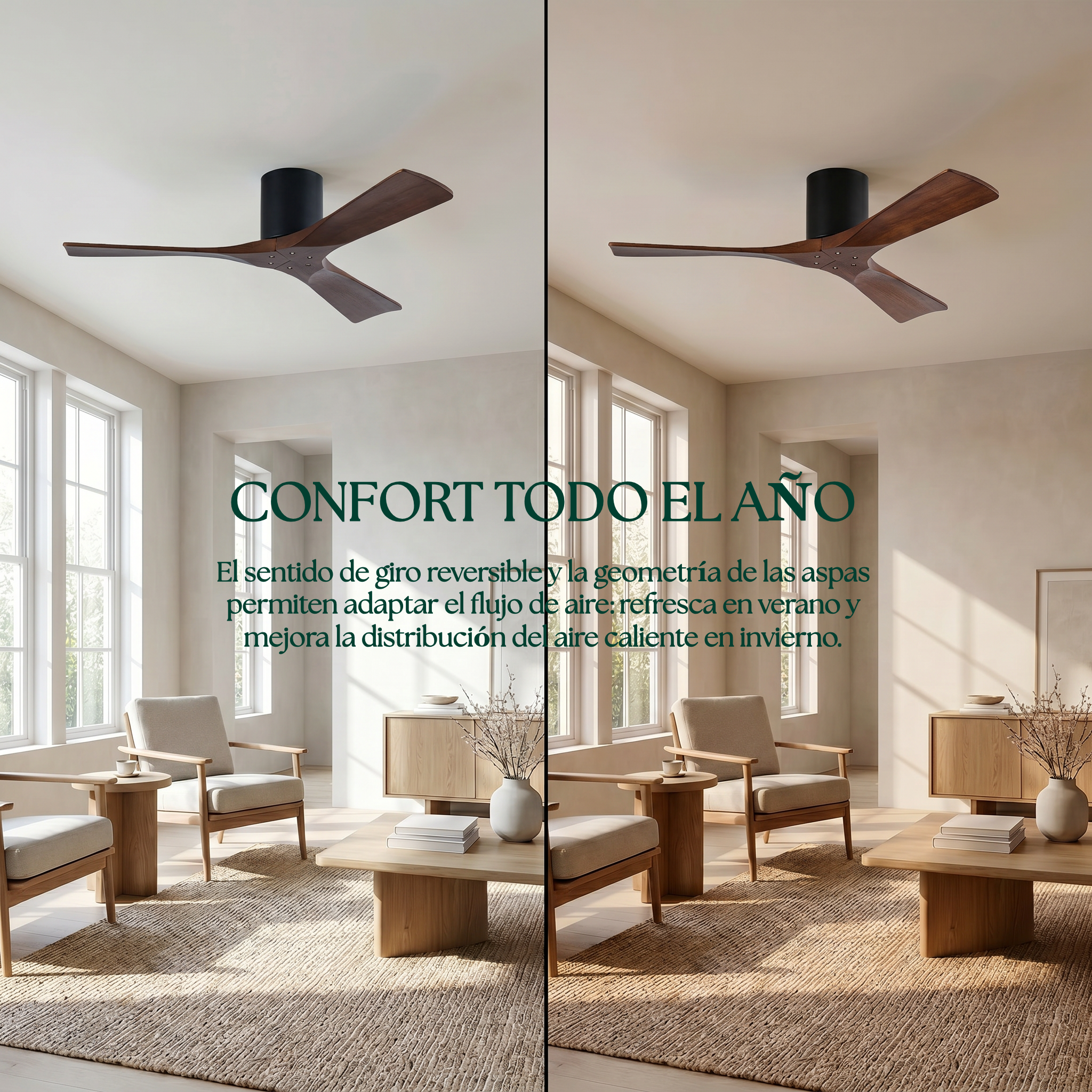 Étoile Ventilateur de plafond en bois (132 cm / 112 cm)