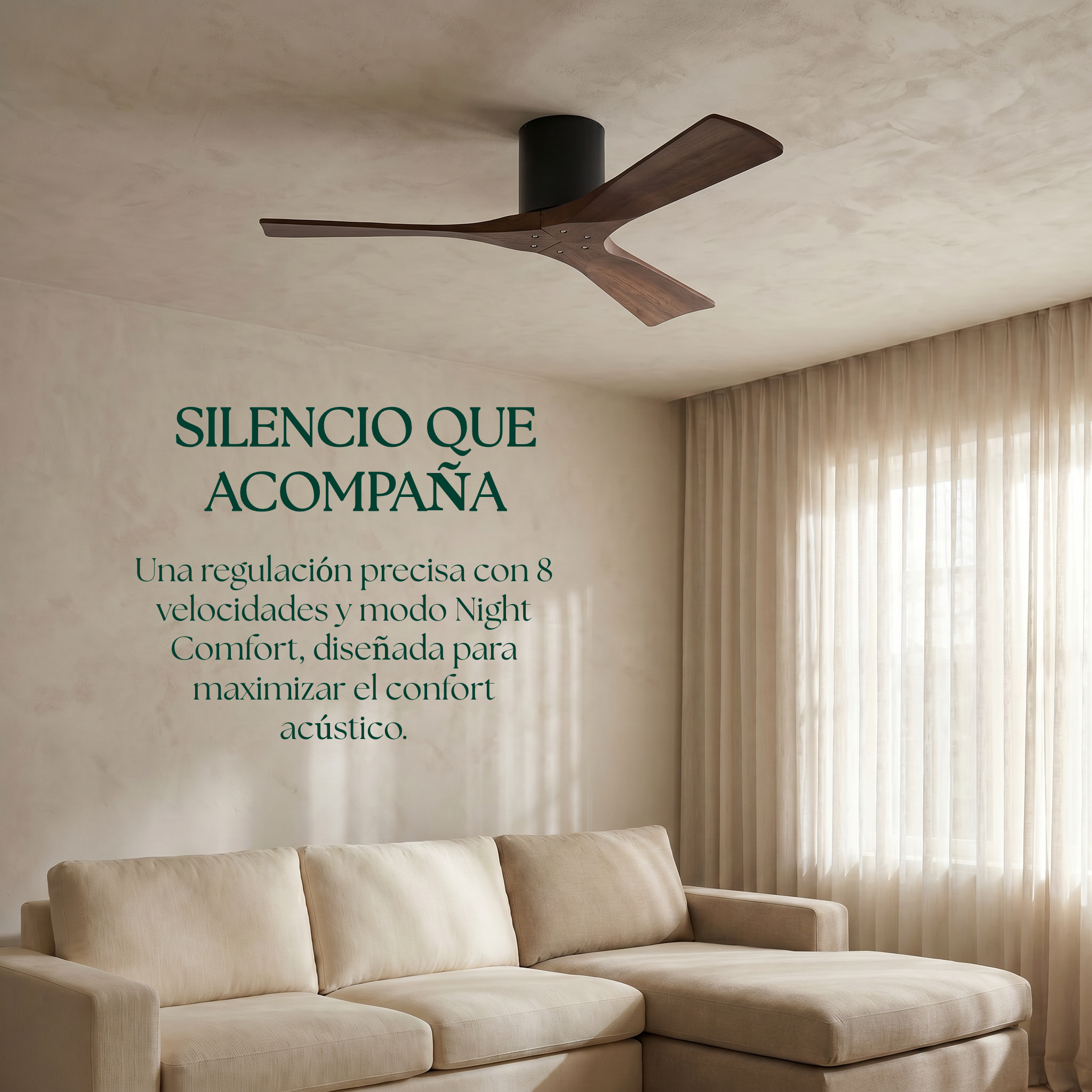 Étoile Ventilateur de plafond en bois (132 cm / 112 cm)