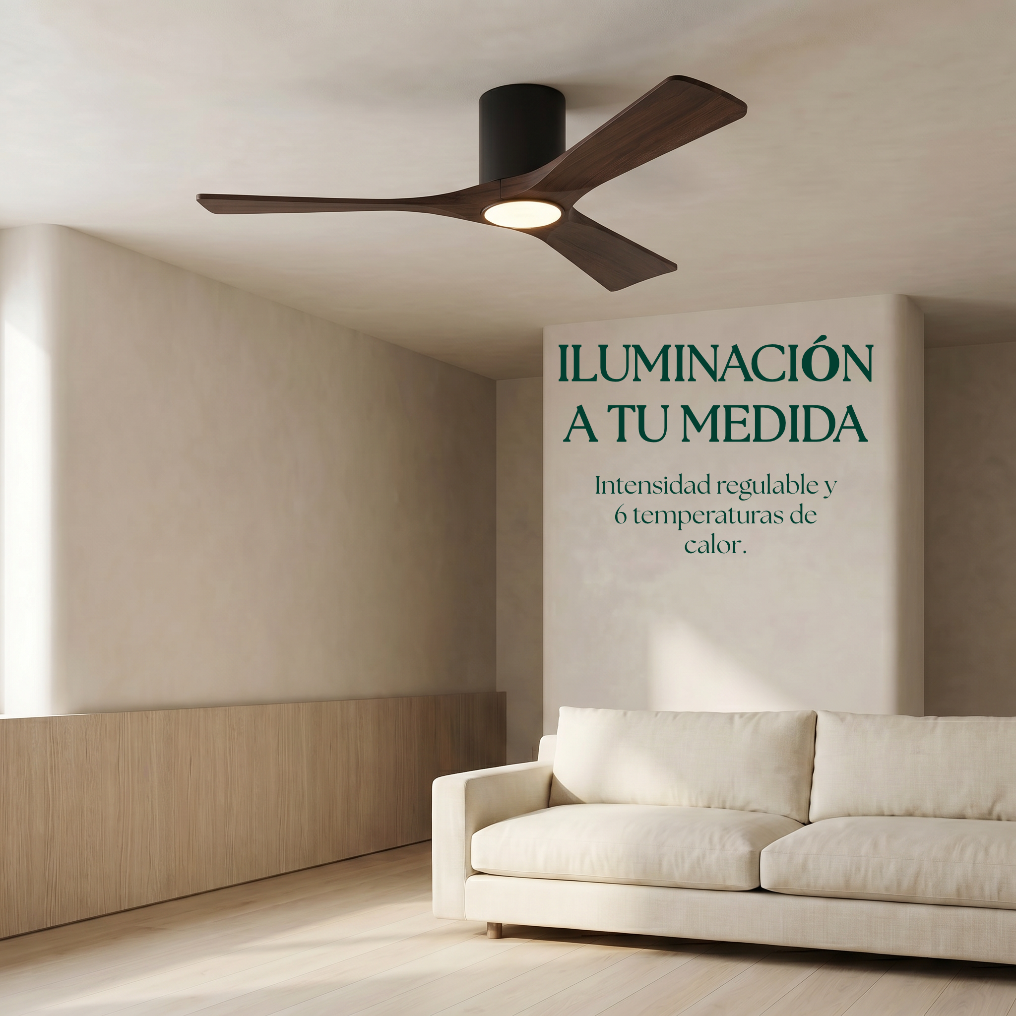 Étoile Ventilateur de plafond en bois (132 cm / 112 cm)