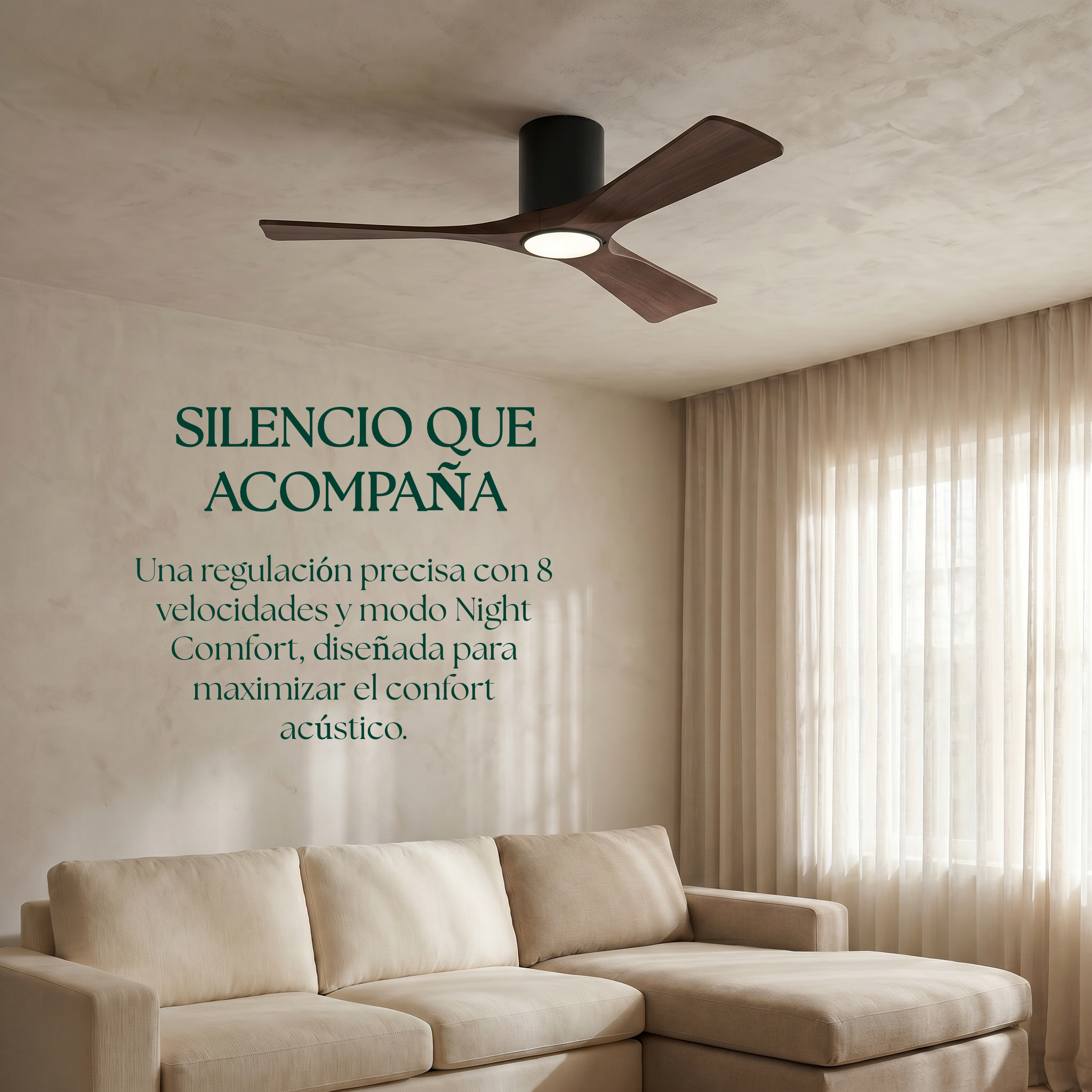 Étoile Ventilateur de plafond en bois (132 cm / 112 cm)