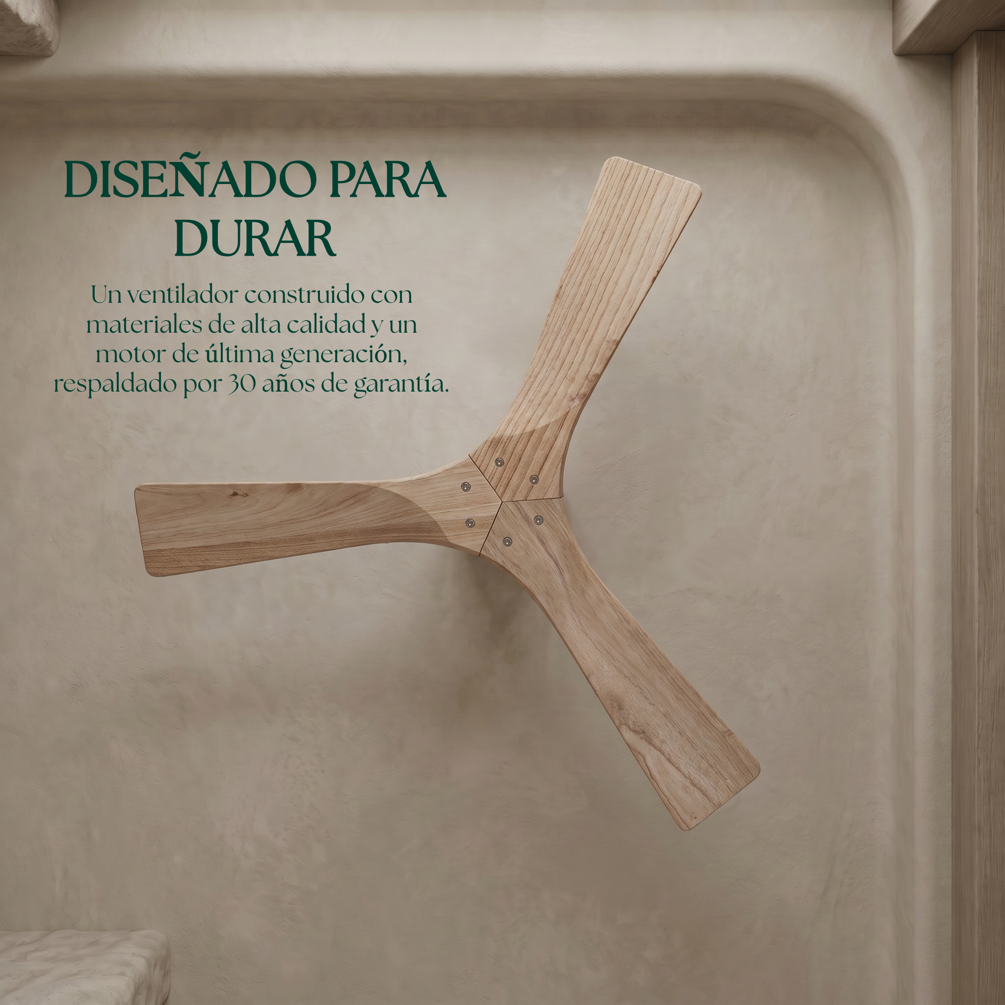 Étoile Ventilateur de plafond en bois (132 cm / 112 cm)