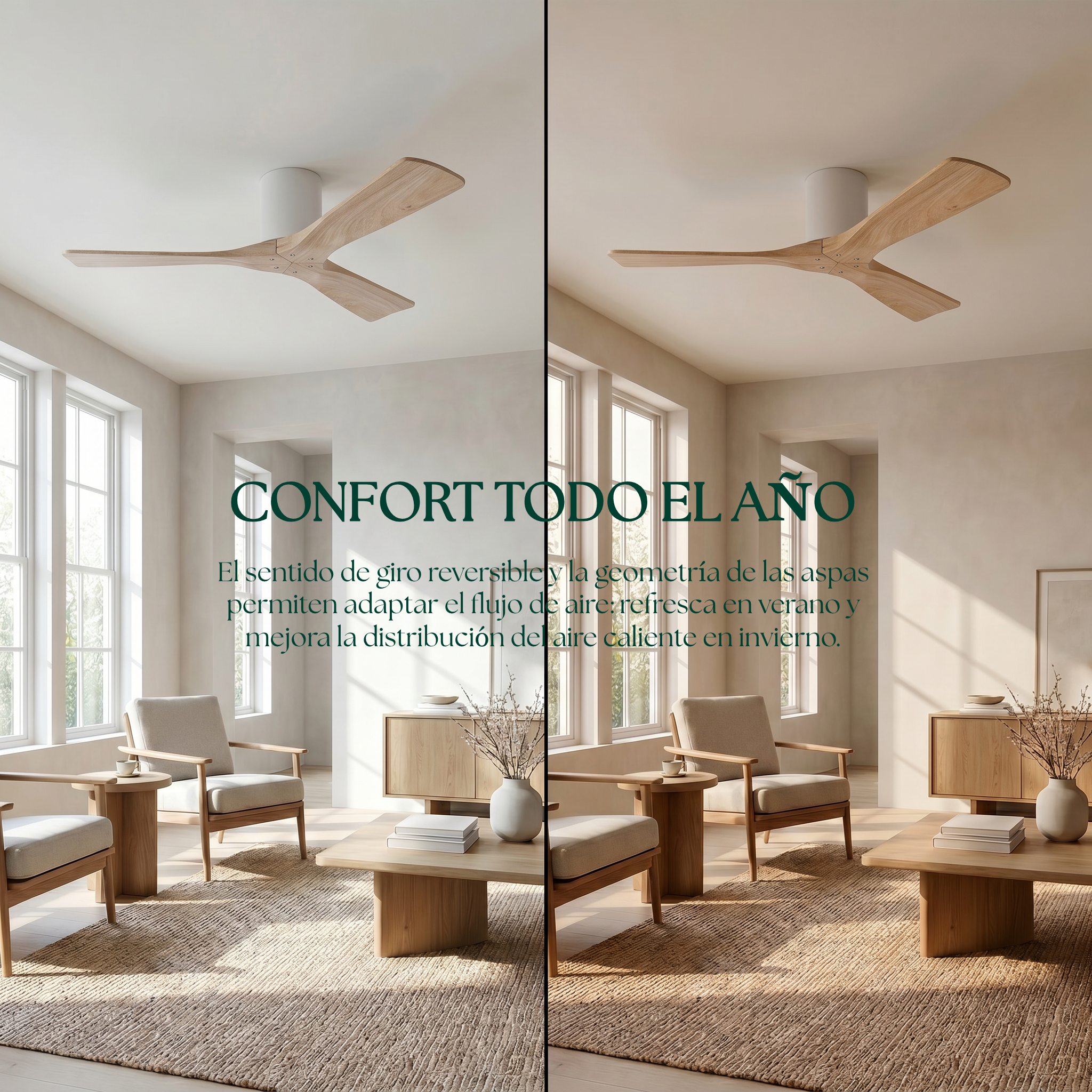 Étoile Ventilateur de plafond en bois (132 cm / 112 cm)