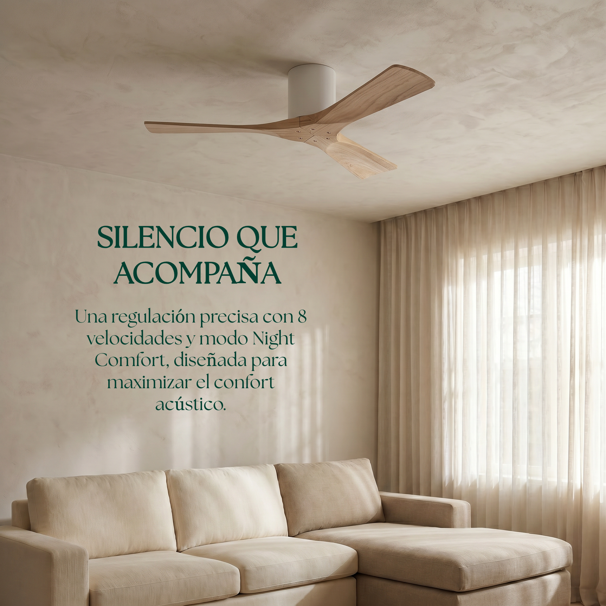 Étoile Ventilateur de plafond en bois (132 cm / 112 cm)