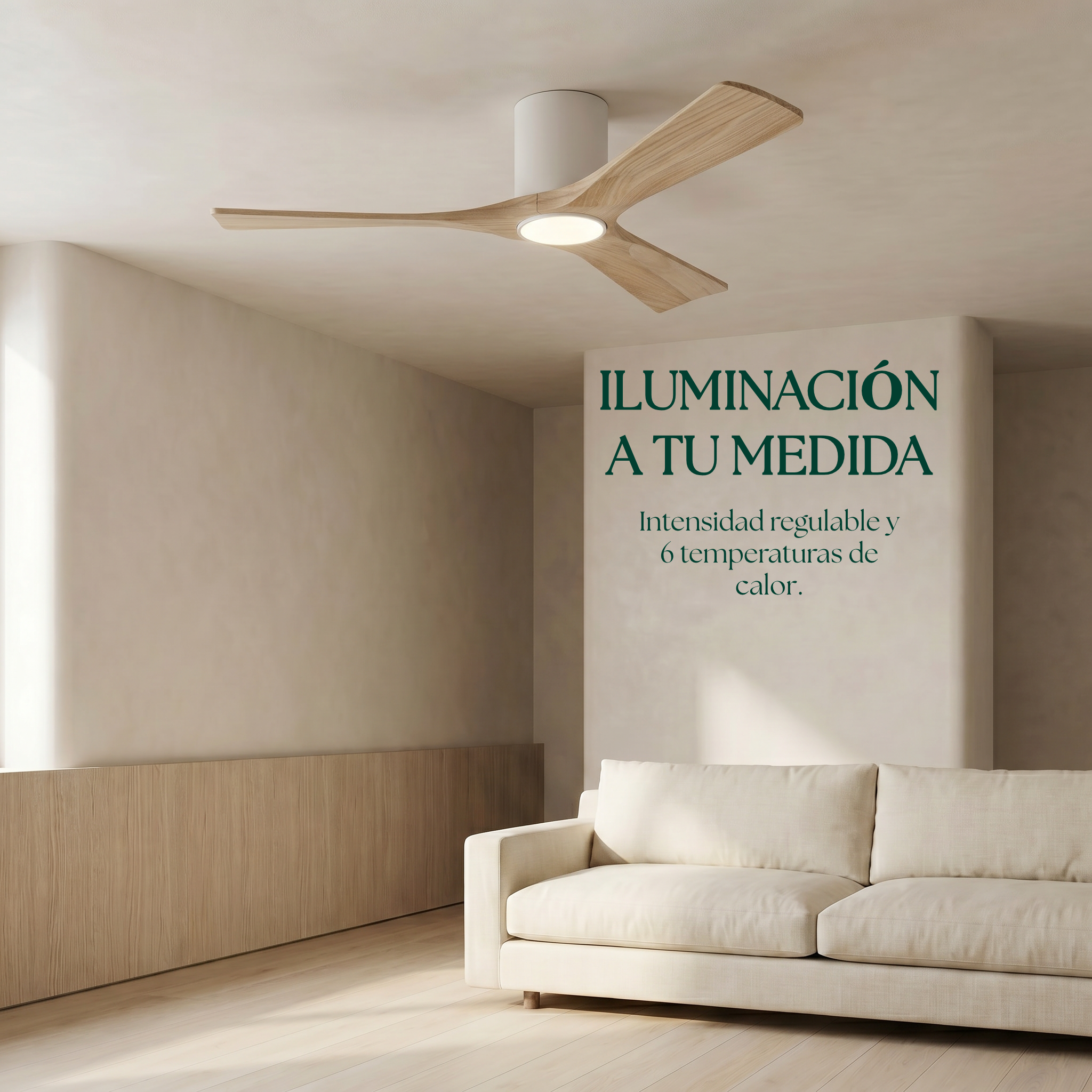 Étoile Ventilateur de plafond en bois (132 cm / 112 cm)