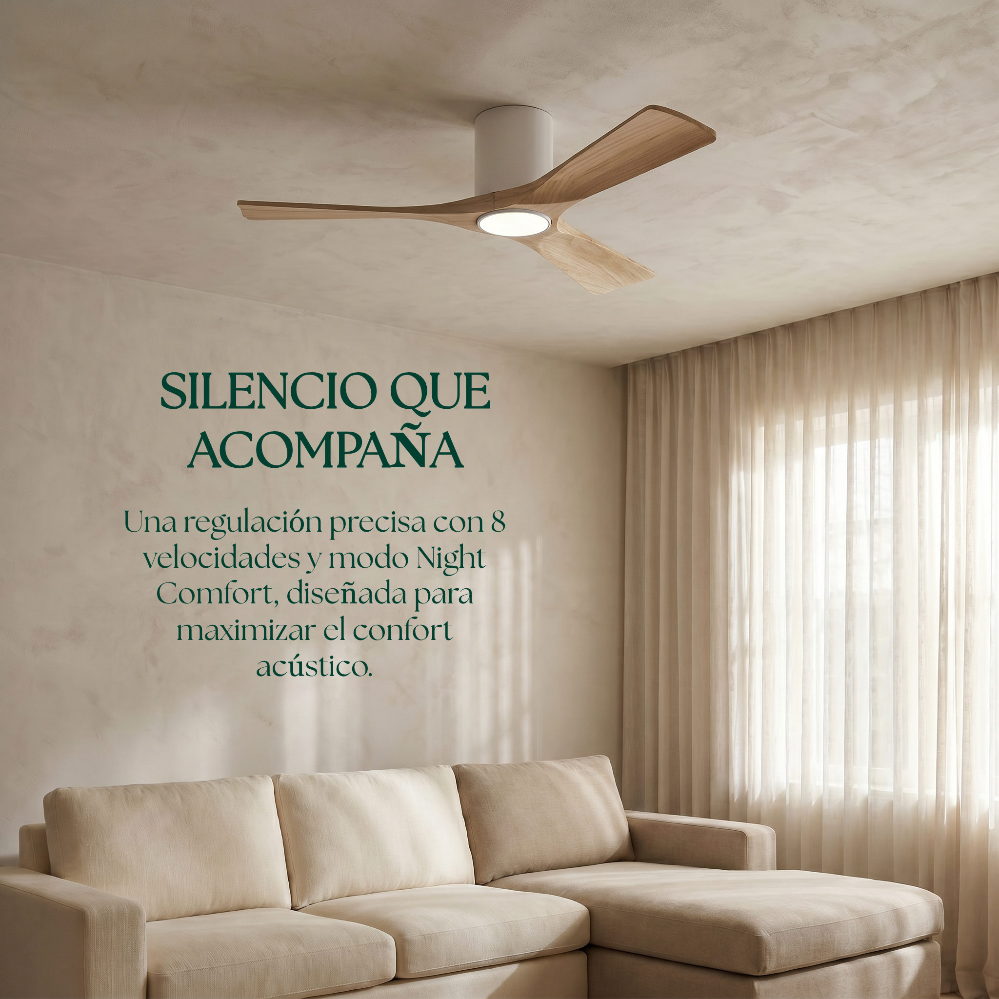 Étoile Ventilateur de plafond en bois (132 cm / 112 cm)