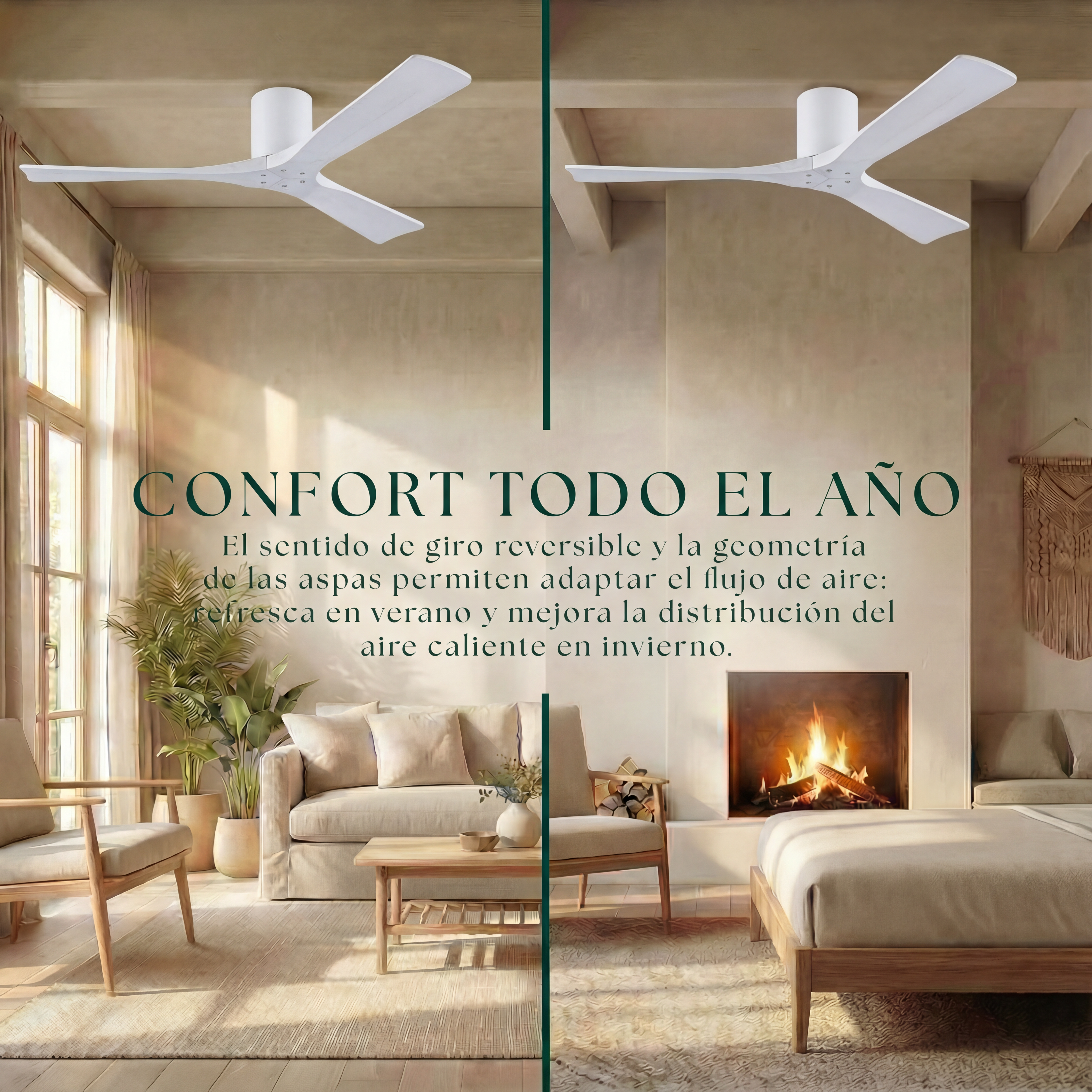 Étoile Ventilateur de plafond en bois (132 cm / 112 cm)