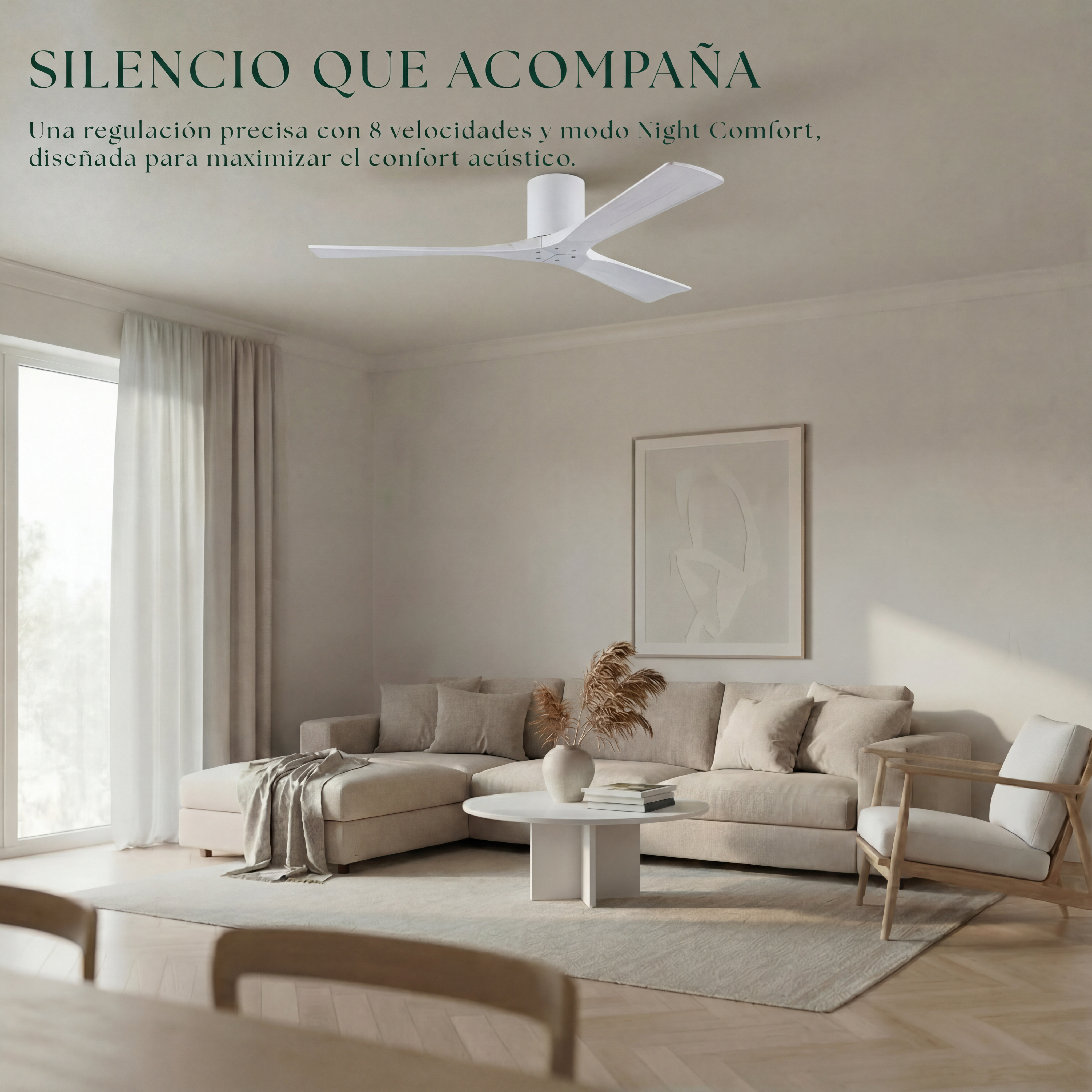 Étoile Ventilateur de plafond en bois (132 cm / 112 cm)