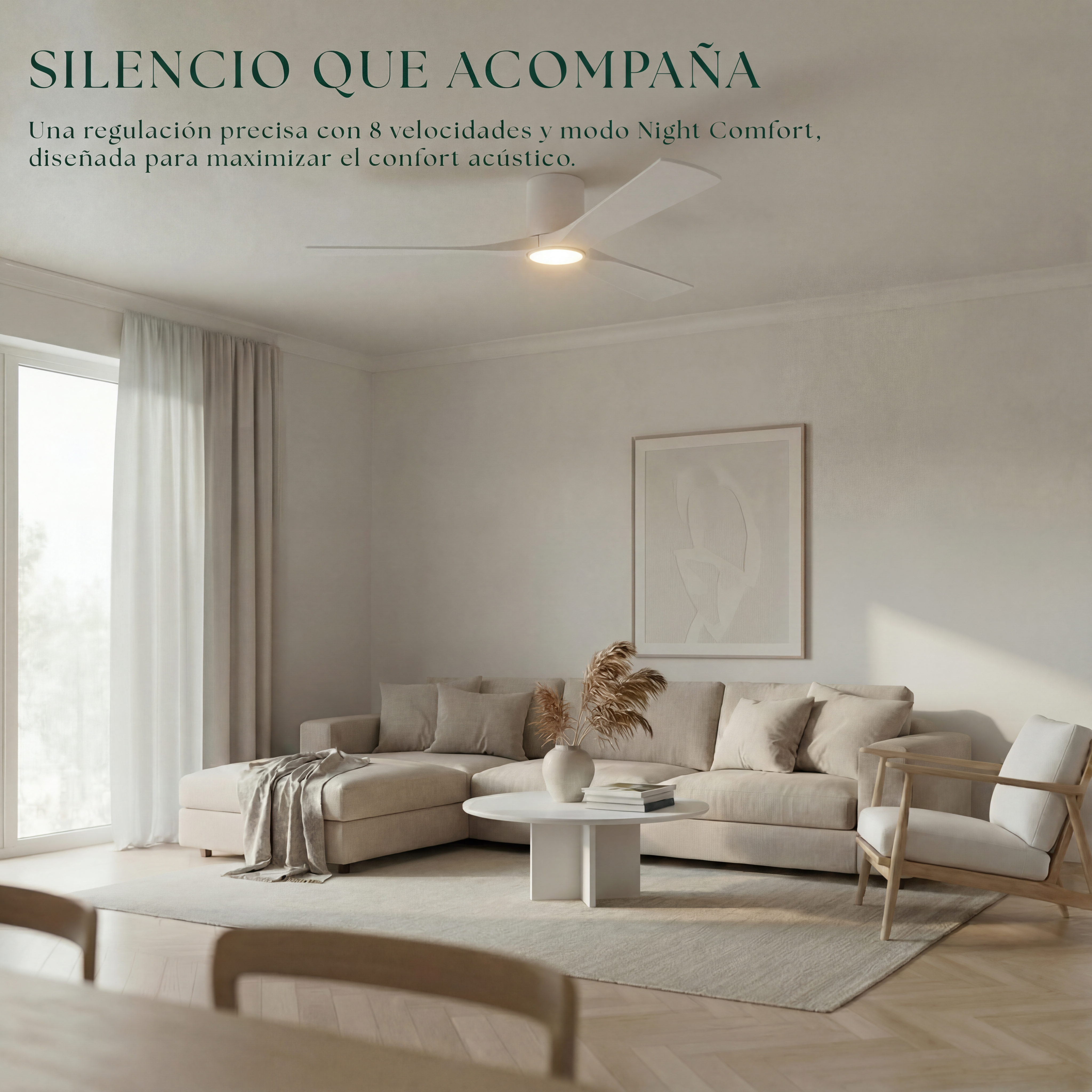 Étoile Ventilateur de plafond en bois (132 cm / 112 cm)