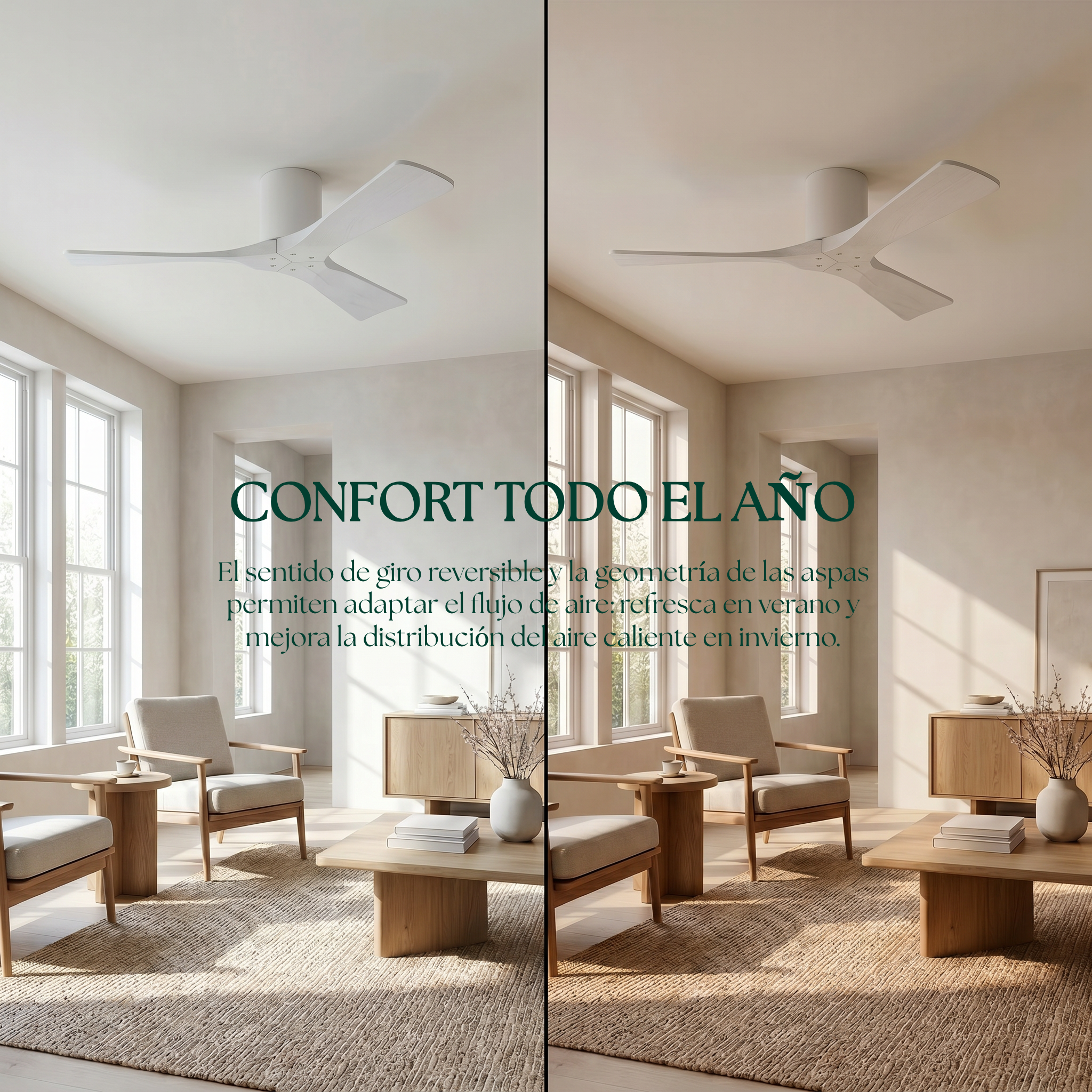 Étoile Ventilateur de plafond en bois (132 cm / 112 cm)